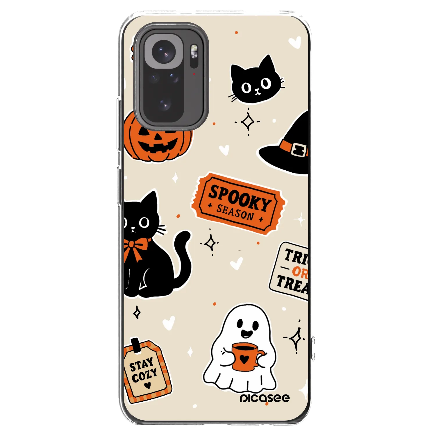 Picasee husă transparentă din silicon pentru Xiaomi Redmi Note 10 - Halloween stickers