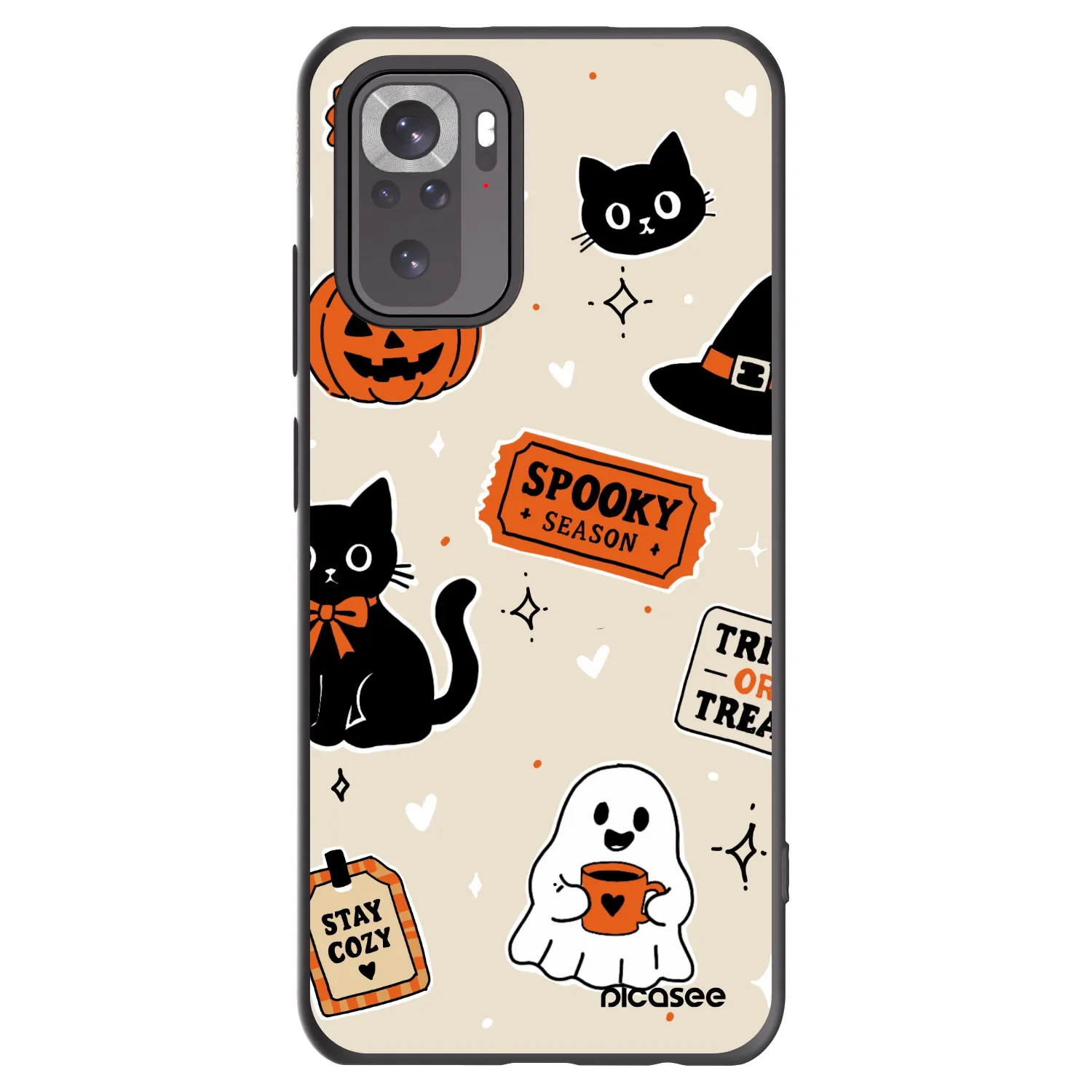 Picasee husă neagră din silicon pentru Xiaomi Redmi Note 10 - Halloween stickers