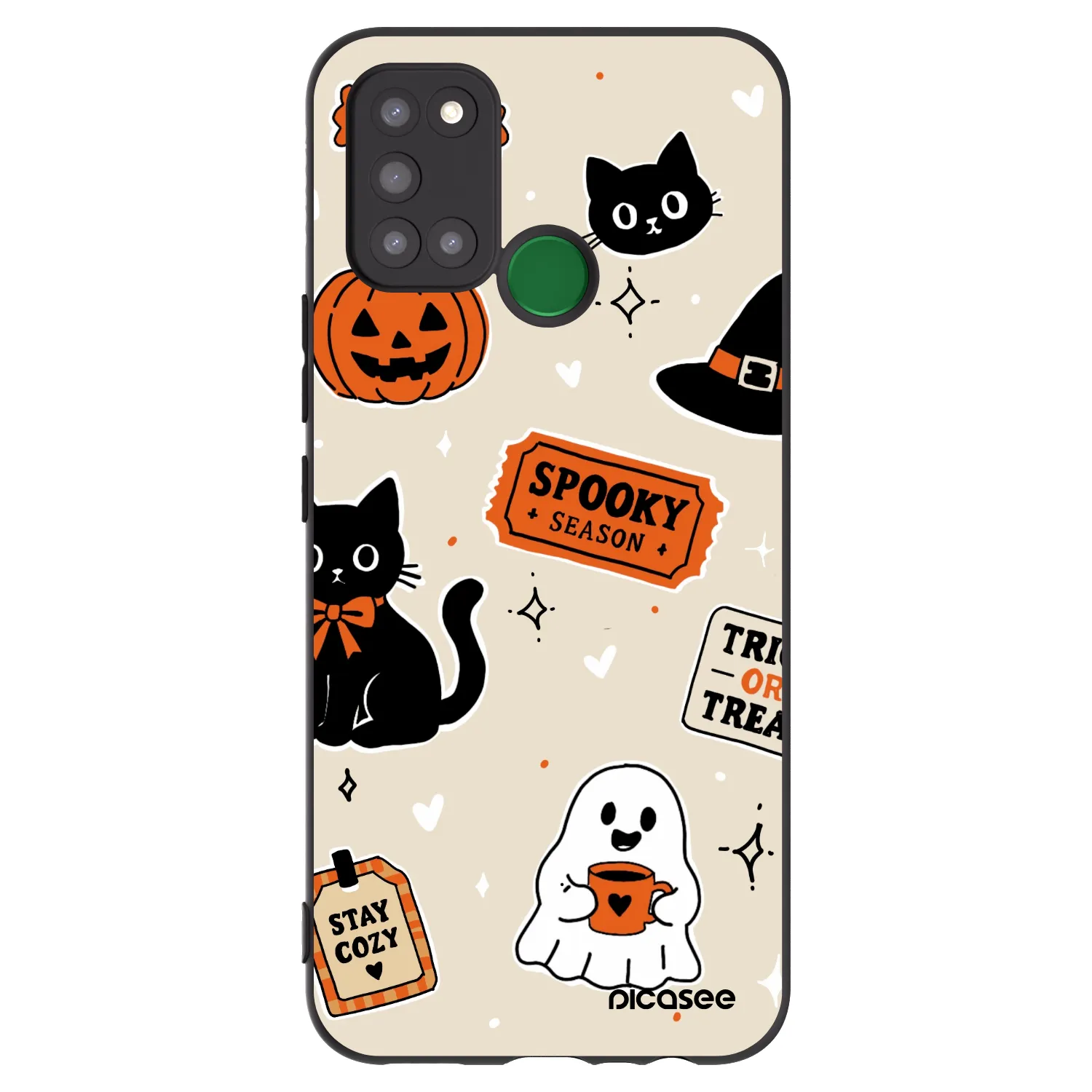 Picasee husă neagră din silicon pentru Realme 7i - Halloween stickers