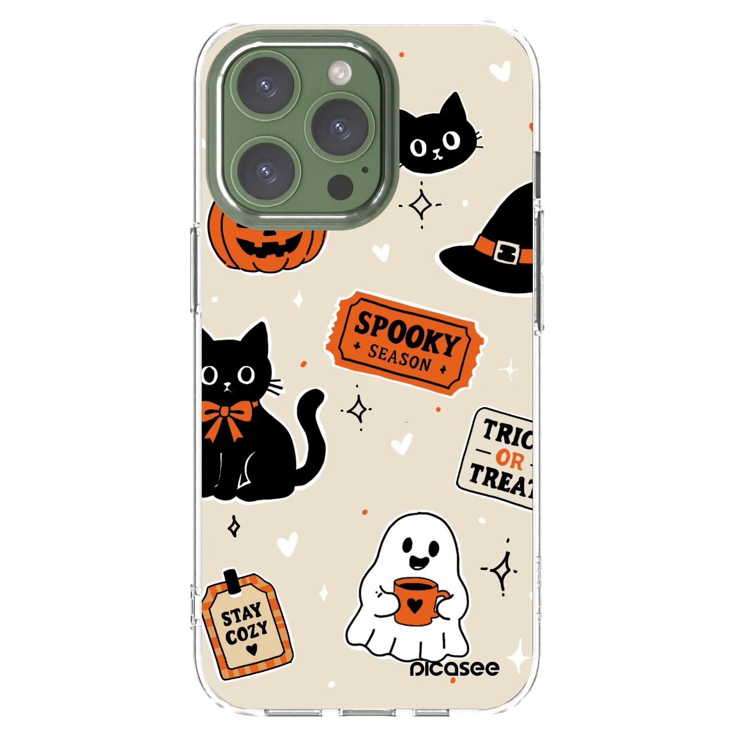 Picasee husă transparentă din silicon pentru Apple iPhone 13 Pro - Halloween stickers