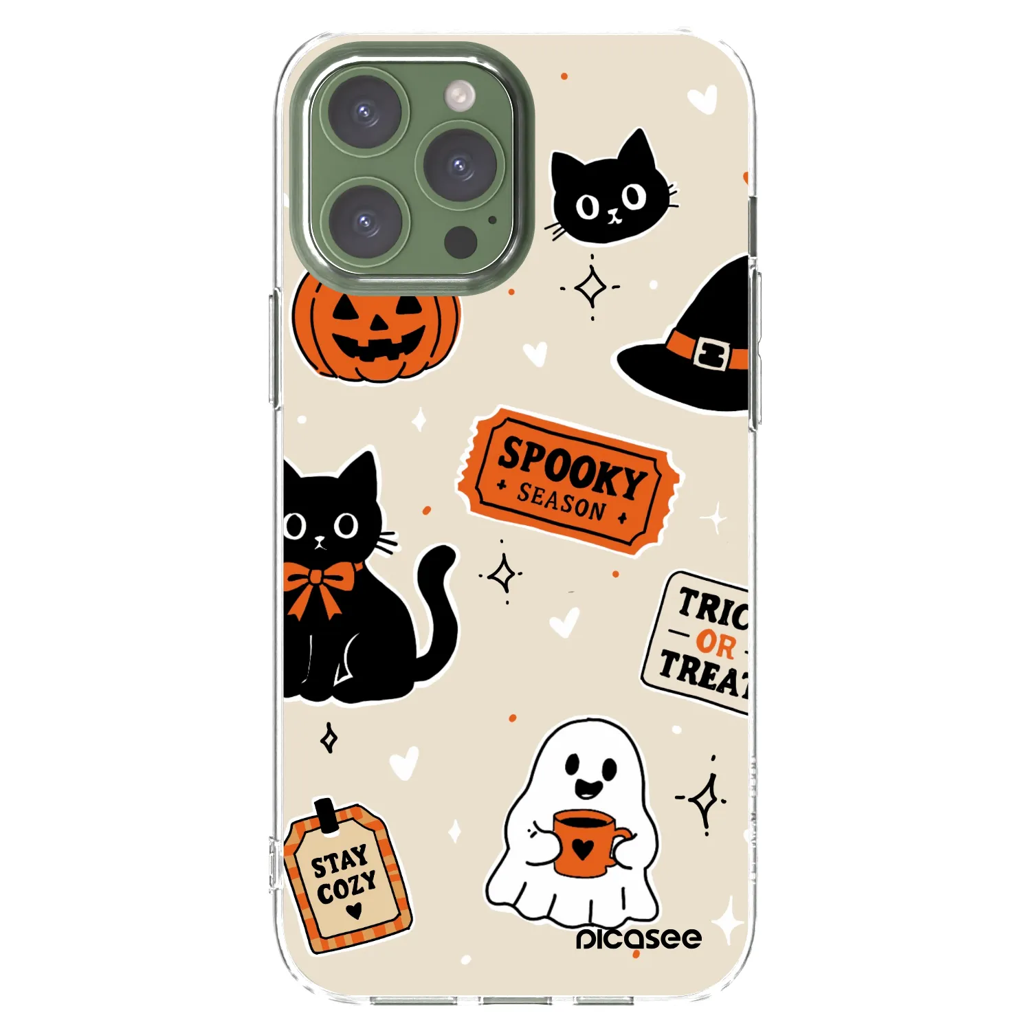 Picasee husă transparentă din silicon pentru Apple iPhone 13 Pro Max - Halloween stickers