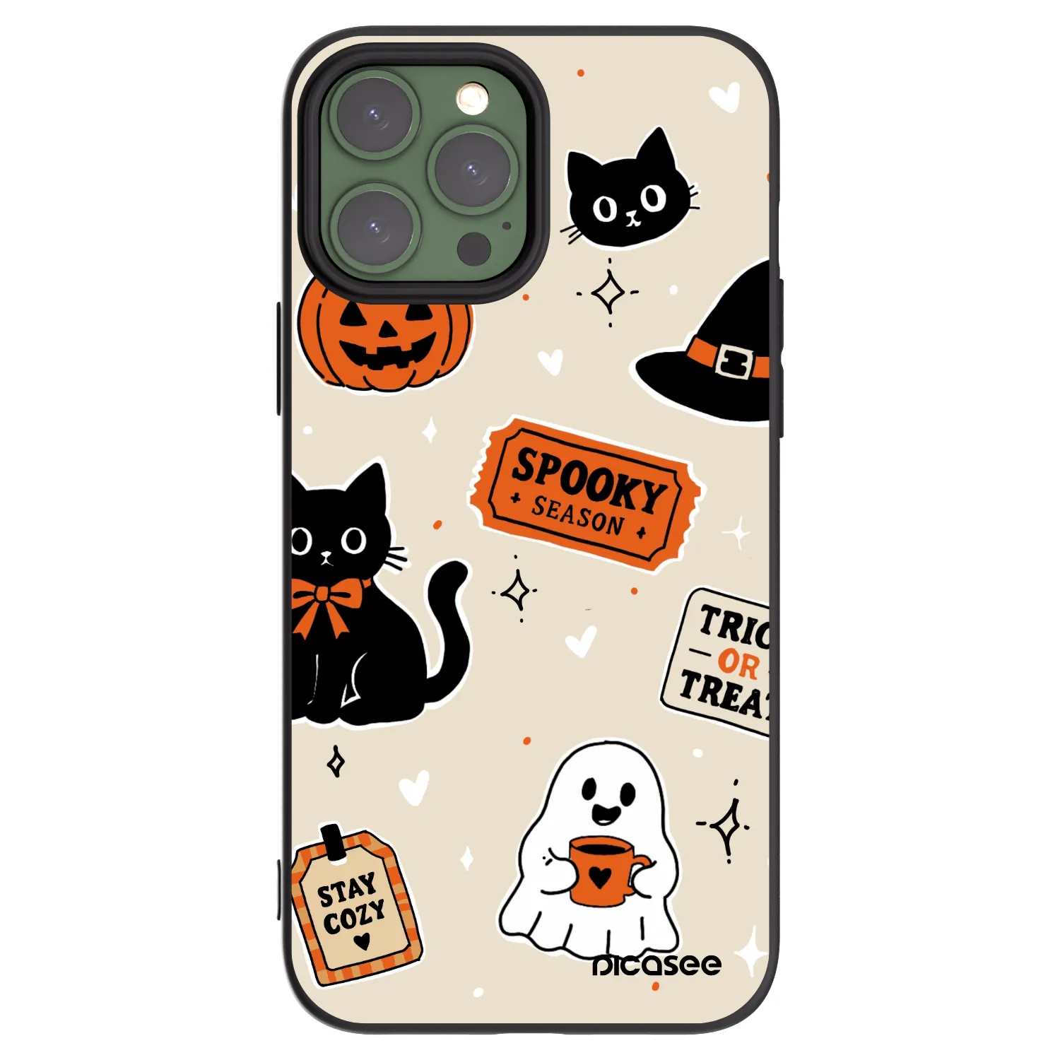 Picasee husă neagră din silicon pentru Apple iPhone 13 Pro Max - Halloween stickers