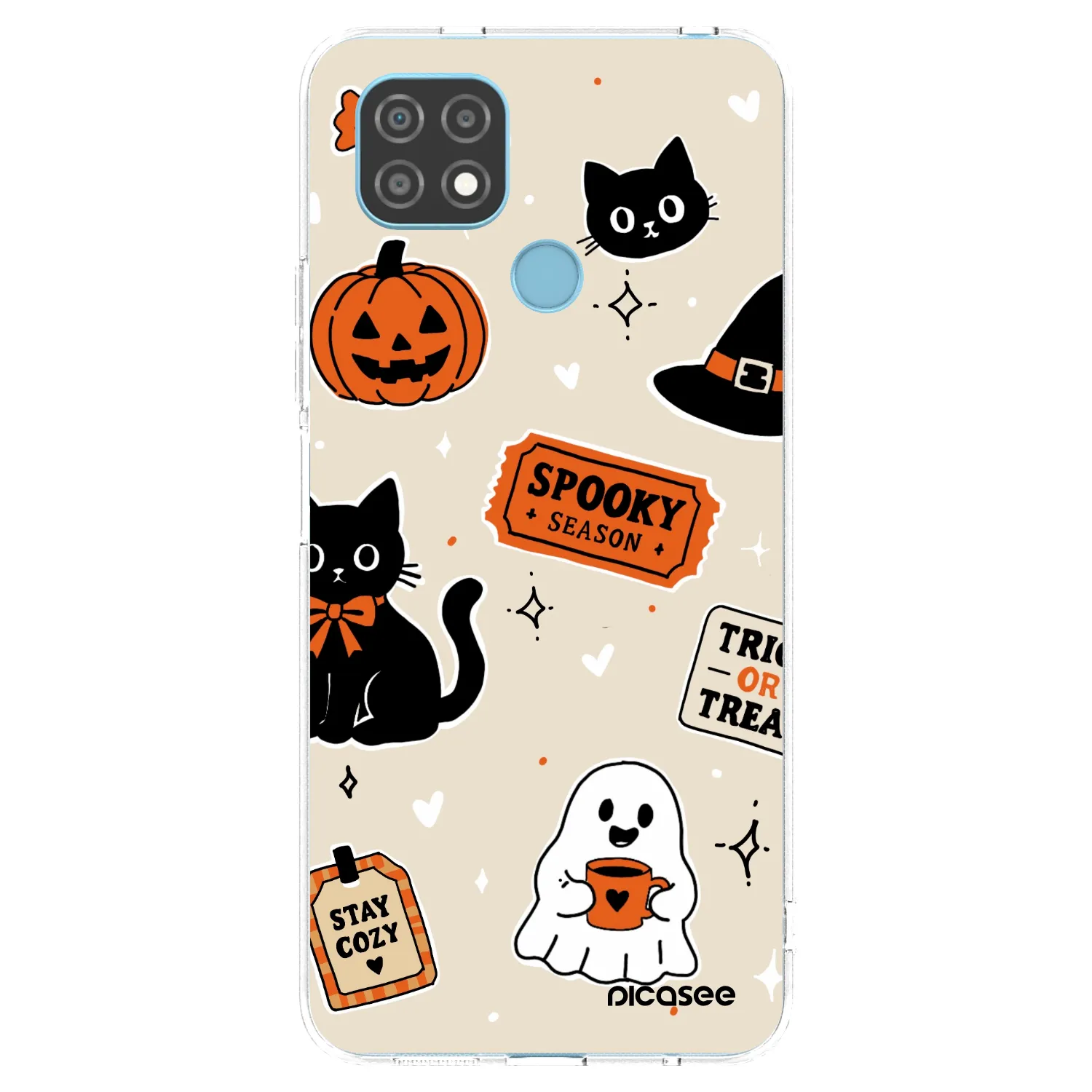 Picasee husă transparentă din silicon pentru Realme C21 - Halloween stickers