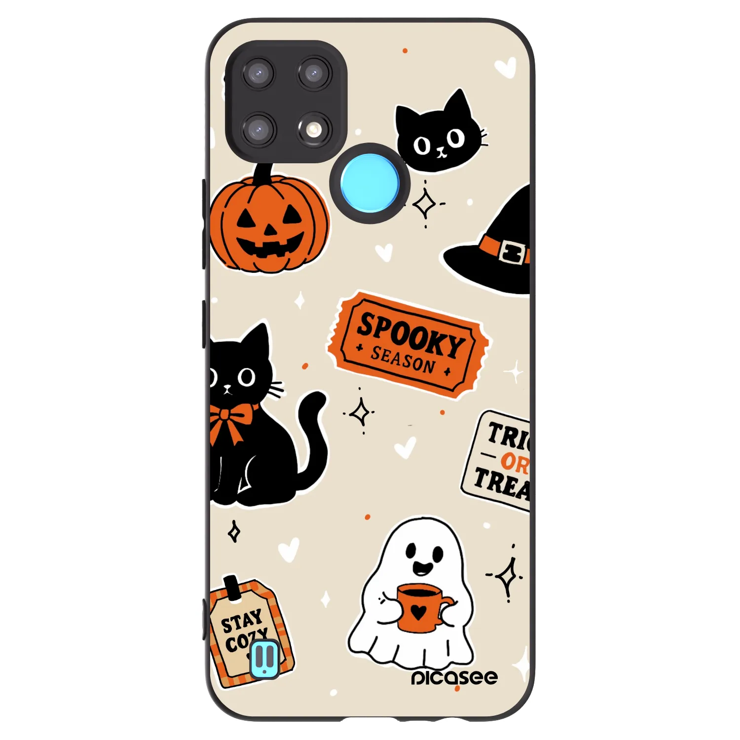 Picasee husă neagră din silicon pentru Realme C21 - Halloween stickers