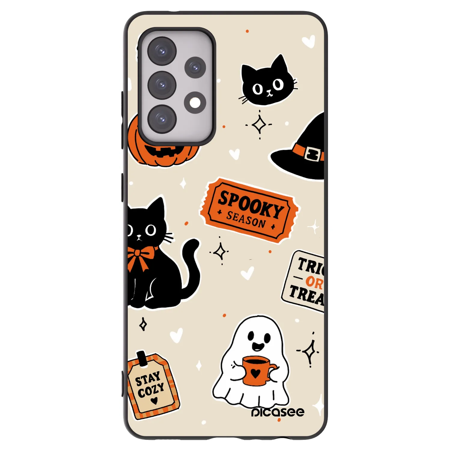 Picasee husă neagră din silicon pentru Samsung Galaxy A52s 5G A528B - Halloween stickers