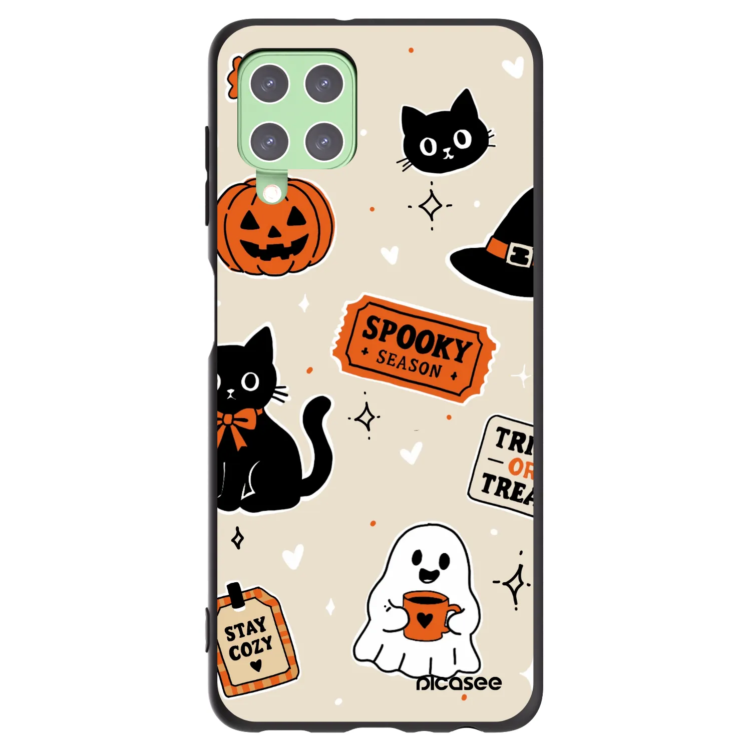 Picasee husă neagră din silicon pentru Samsung Galaxy A22 A225F 4G - Halloween stickers