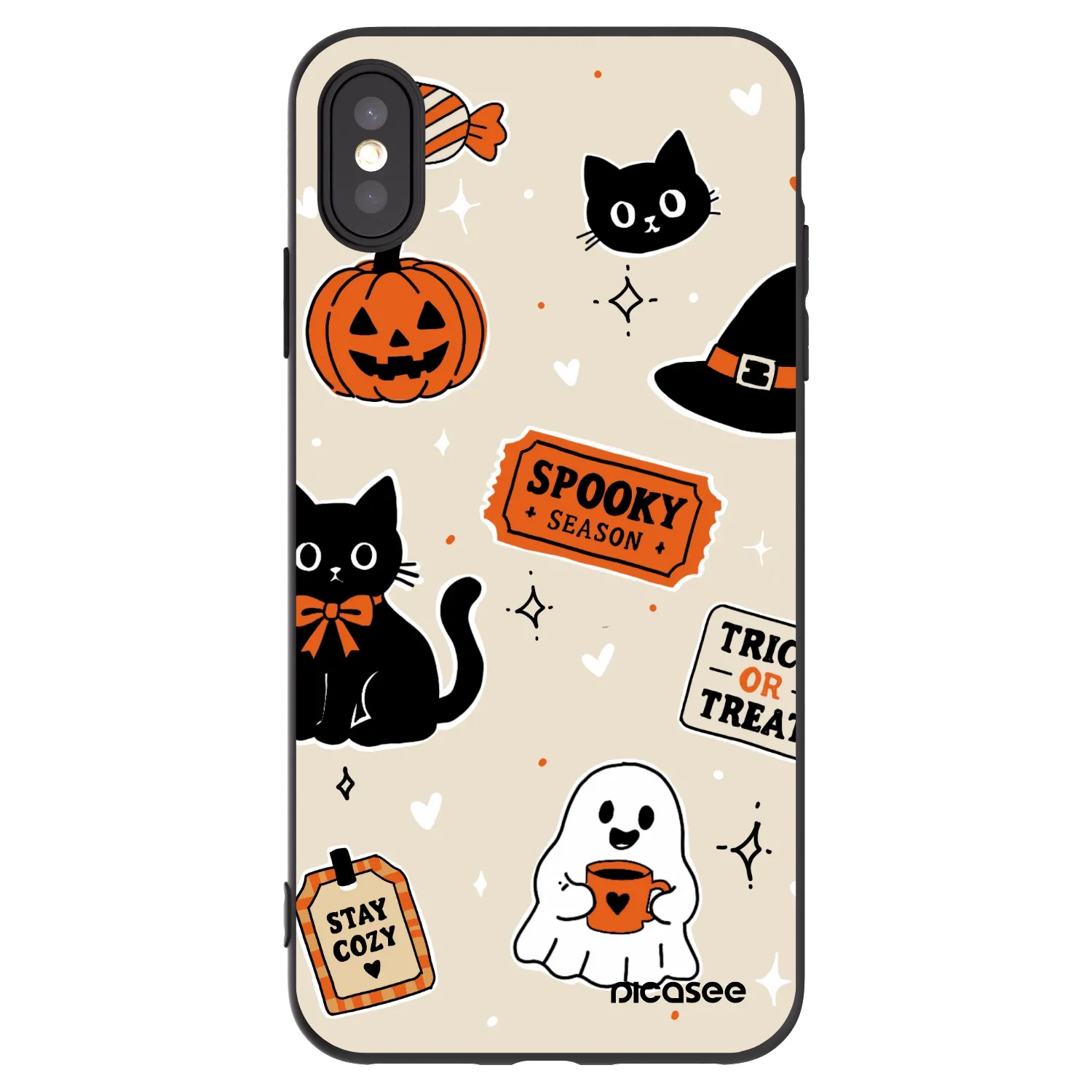 Picasee husă neagră din silicon pentru Apple iPhone XS Max - Halloween stickers
