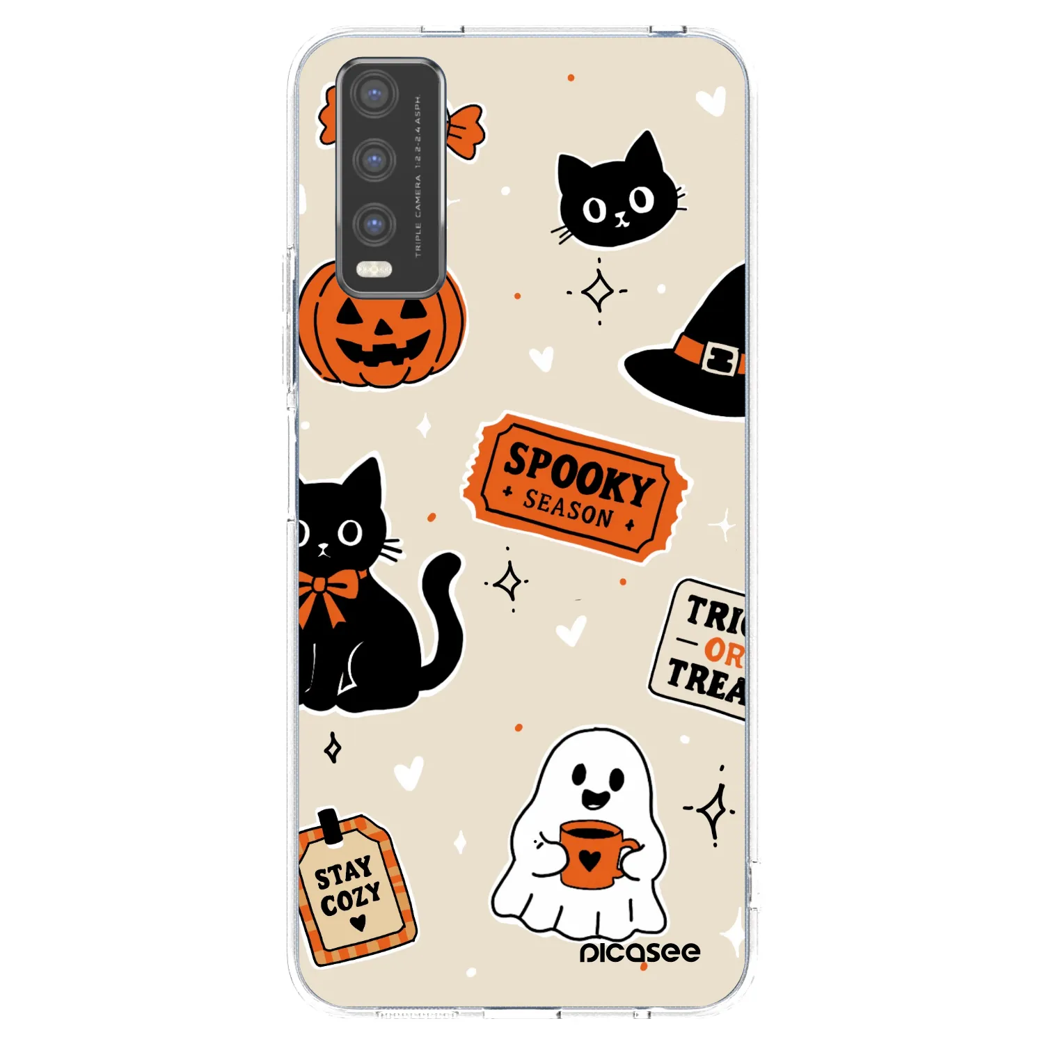 Picasee husă transparentă din silicon pentru Vivo Y20s - Halloween stickers