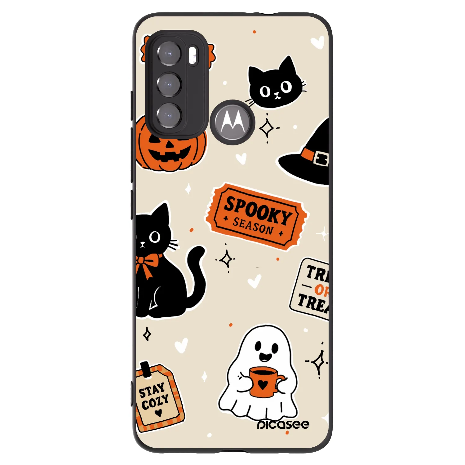 Picasee husă neagră din silicon pentru Motorola Moto G60 - Halloween stickers