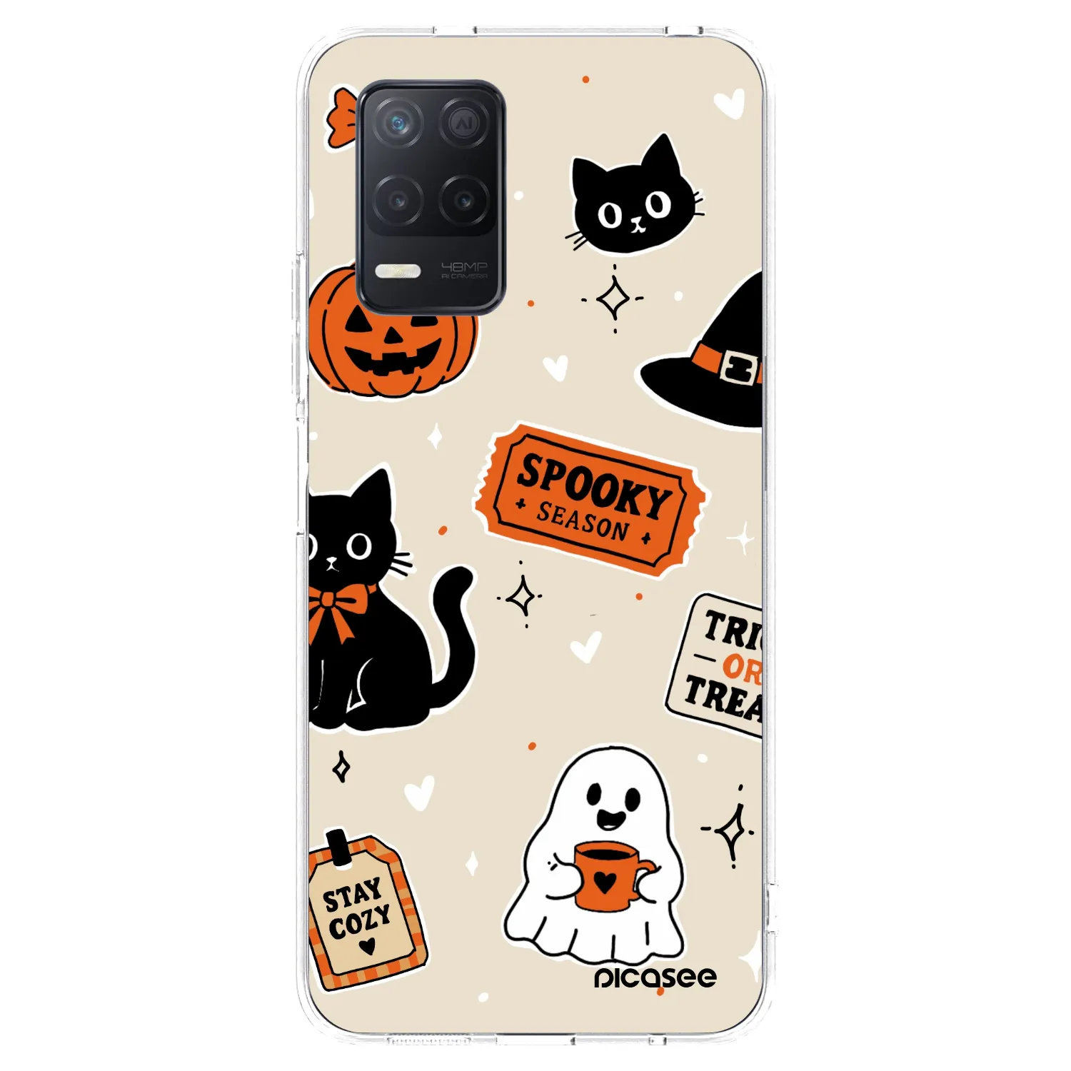 Picasee husă transparentă din silicon pentru Realme 8 5G - Halloween stickers