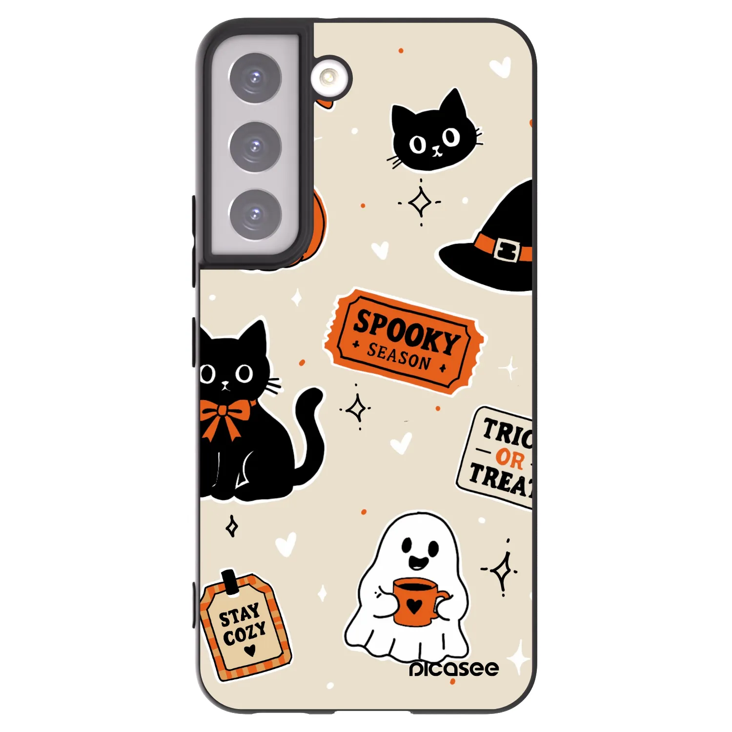 Picasee husă neagră din silicon pentru Samsung Galaxy S22 5G - Halloween stickers