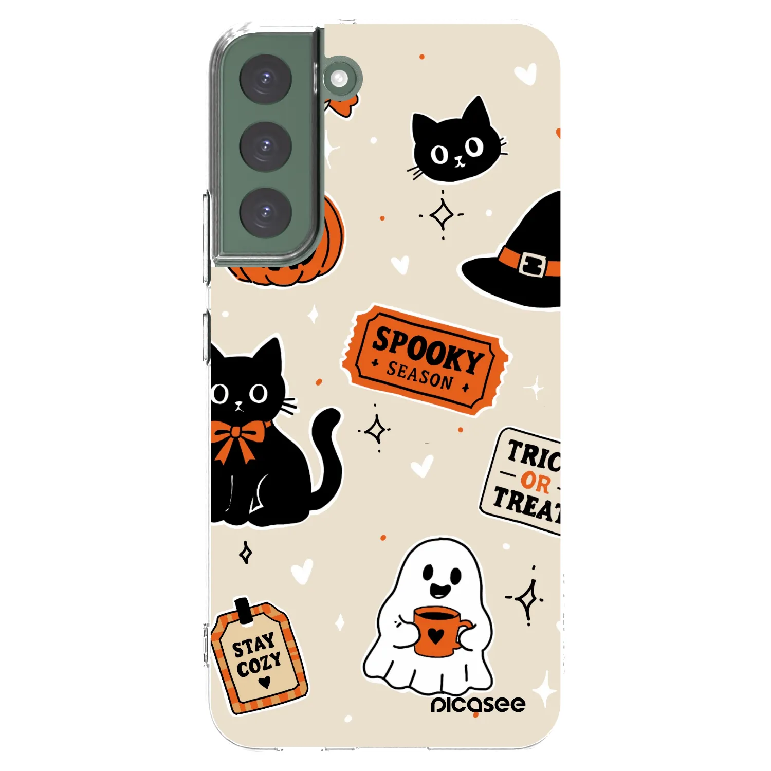 Picasee husă transparentă din silicon pentru Samsung Galaxy S22+ 5G - Halloween stickers