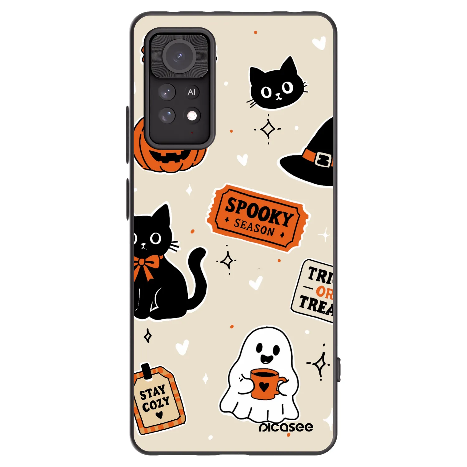Picasee husă neagră din silicon pentru Xiaomi Redmi Note 11 Pro 5G - Halloween stickers