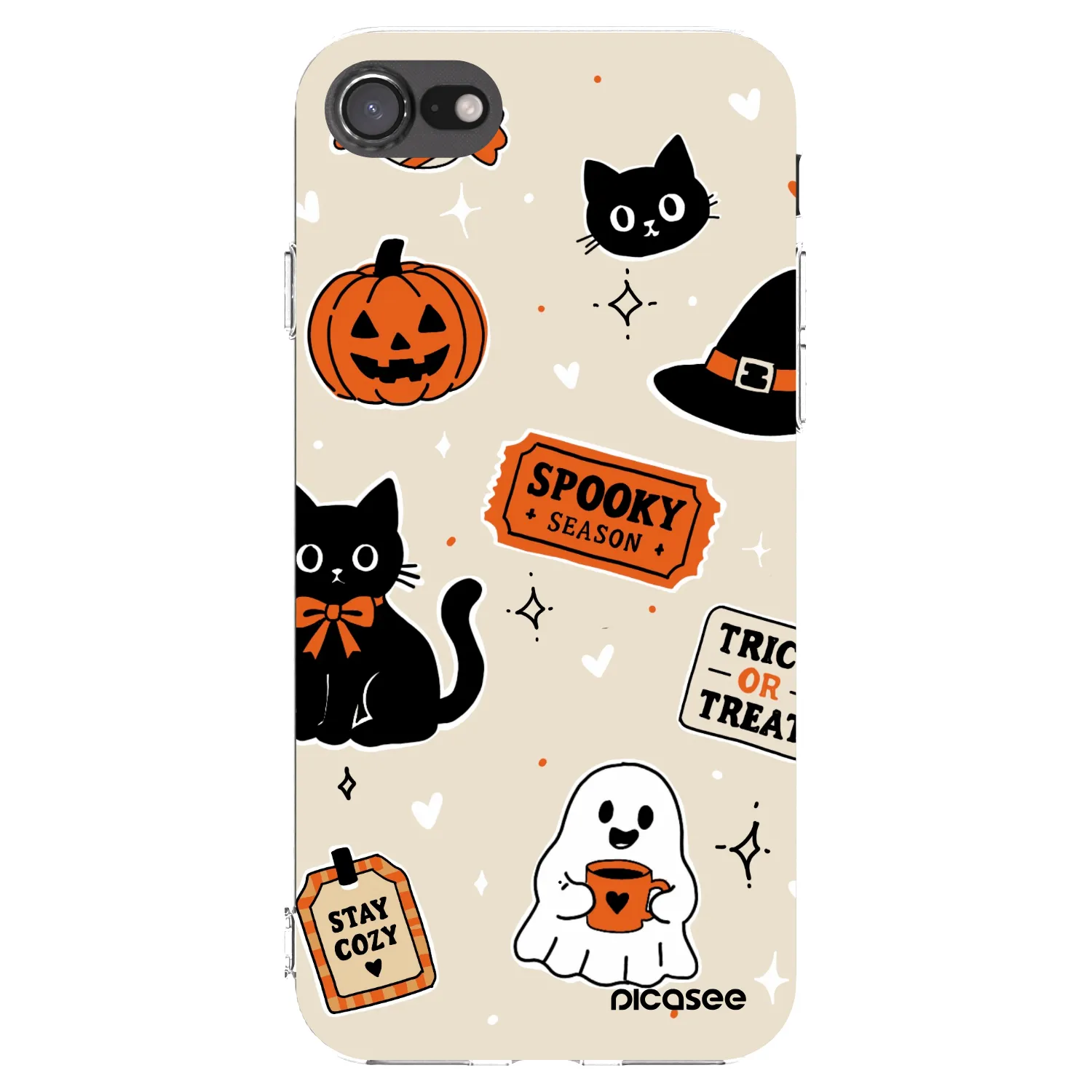 Picasee husă transparentă din silicon pentru Apple iPhone SE 2022 - Halloween stickers