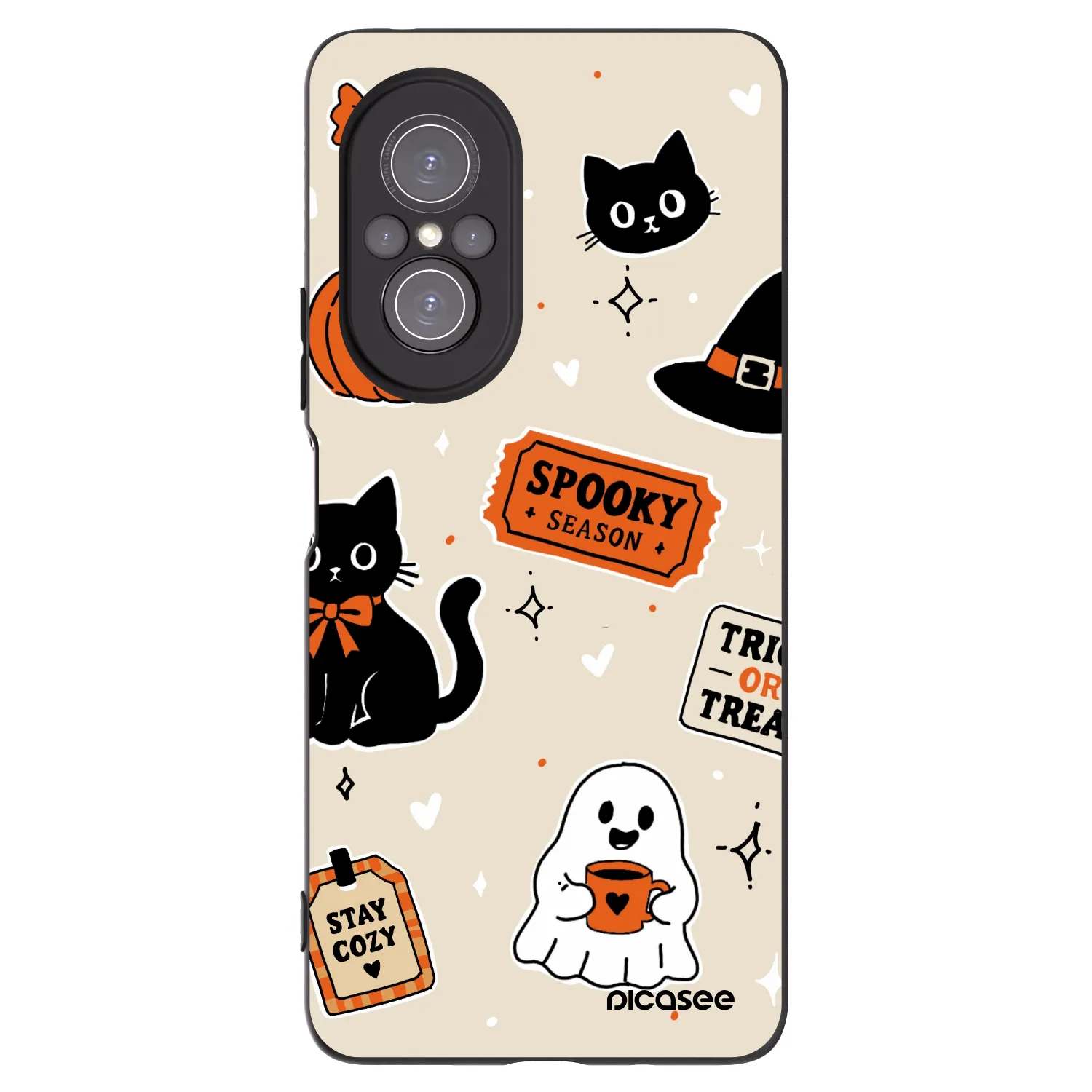 Picasee husă neagră din silicon pentru Huawei Nova 9 SE - Halloween stickers