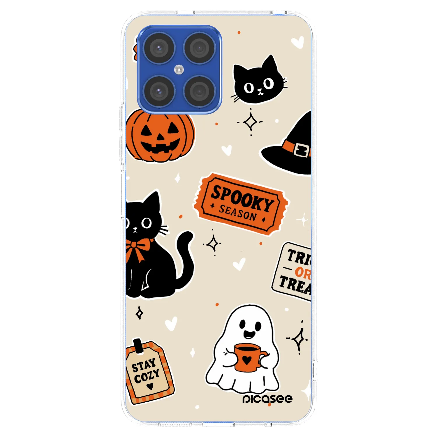 Picasee husă transparentă din silicon pentru Honor X8 4G - Halloween stickers