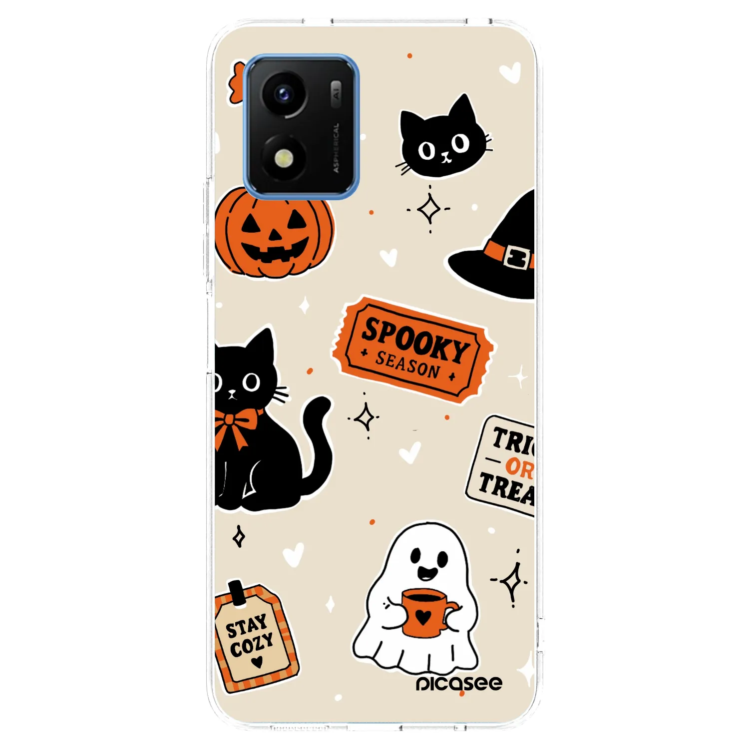 Picasee husă transparentă din silicon pentru Vivo Y01 - Halloween stickers