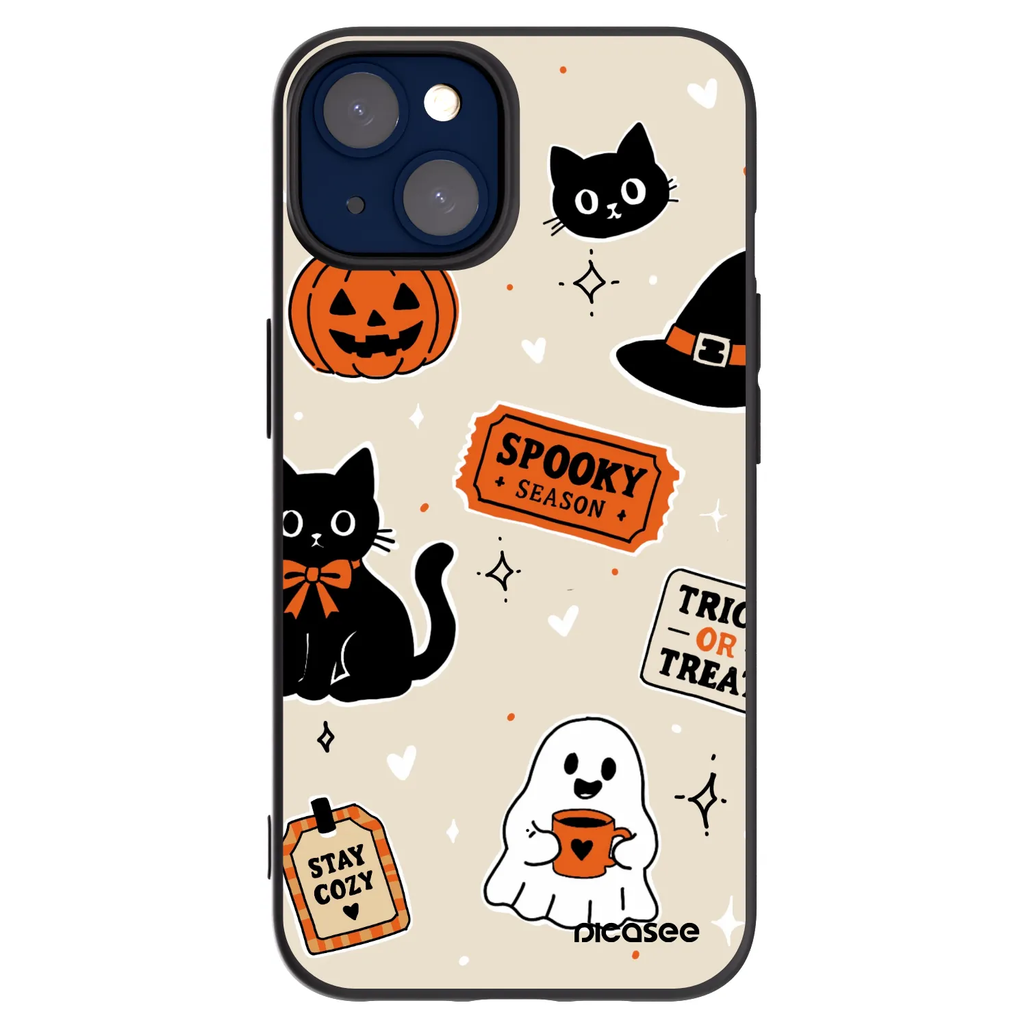 Picasee husă neagră din silicon pentru Apple iPhone 14 - Halloween stickers
