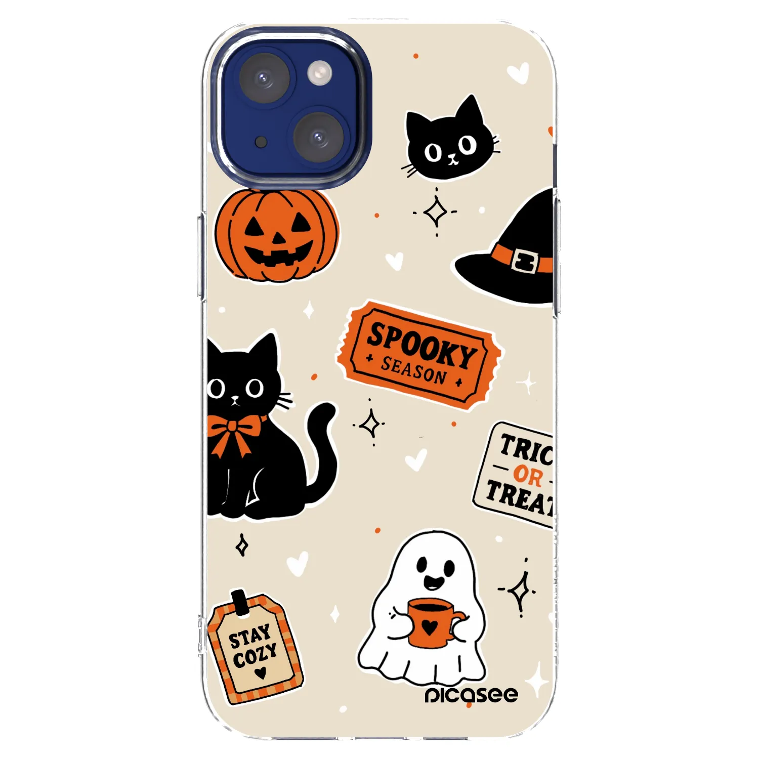 Picasee husă transparentă din silicon pentru Apple iPhone 14 Plus - Halloween stickers