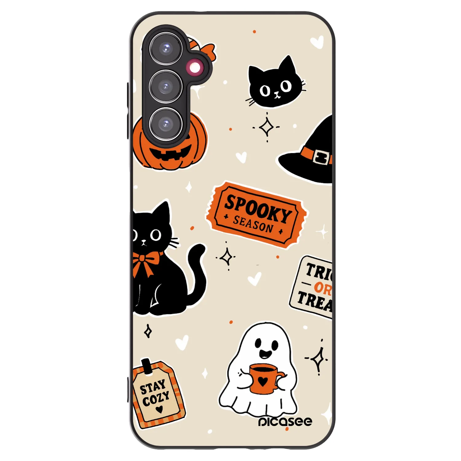 Picasee husă neagră din silicon pentru Samsung Galaxy A14 5G A146P - Halloween stickers