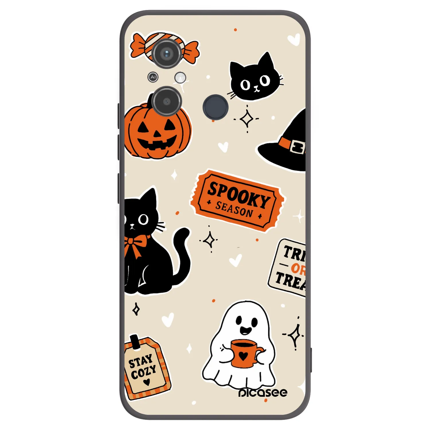 Picasee husă neagră din silicon pentru Xiaomi Redmi 12C - Halloween stickers