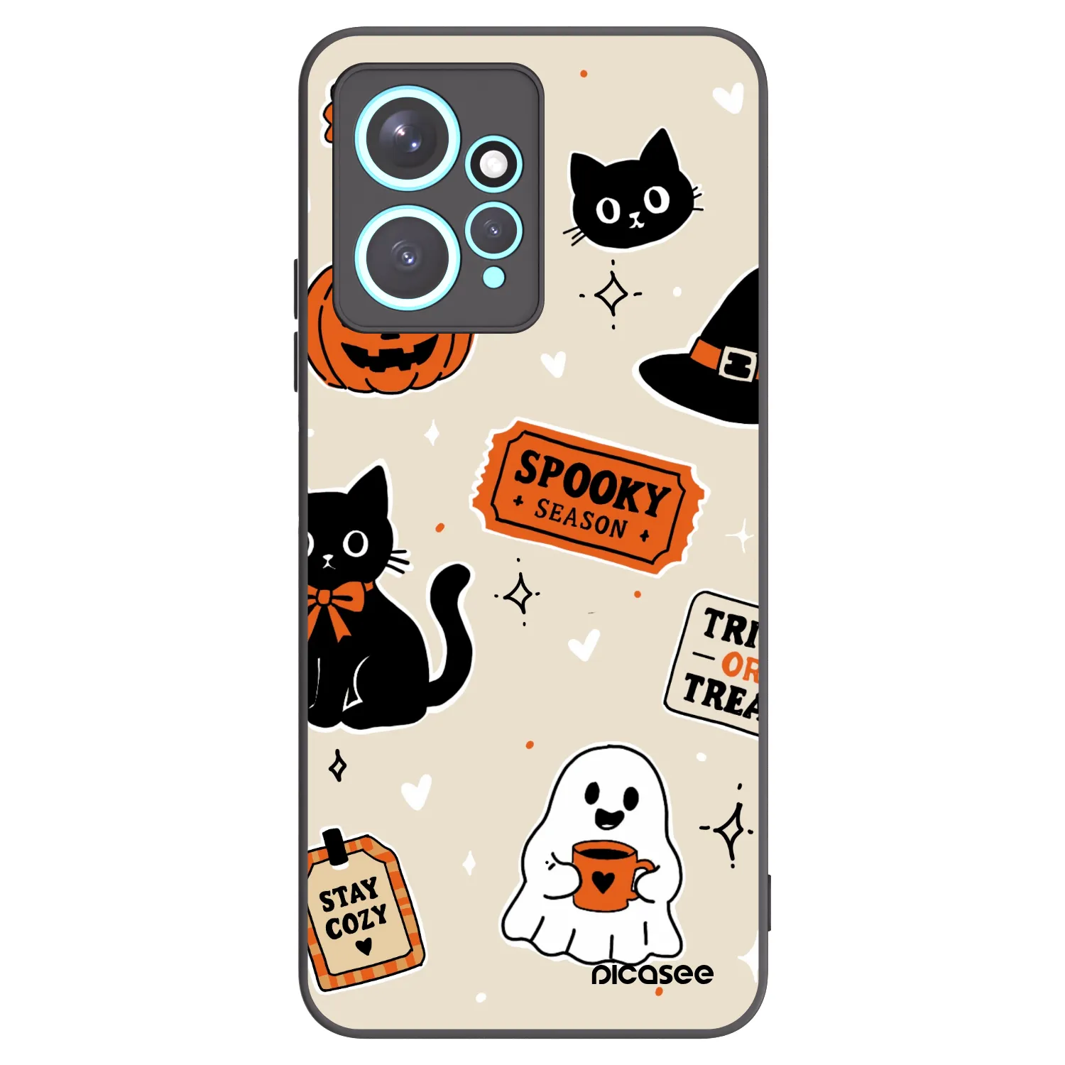 Picasee husă neagră din silicon pentru Xiaomi Redmi Note 12 4G - Halloween stickers