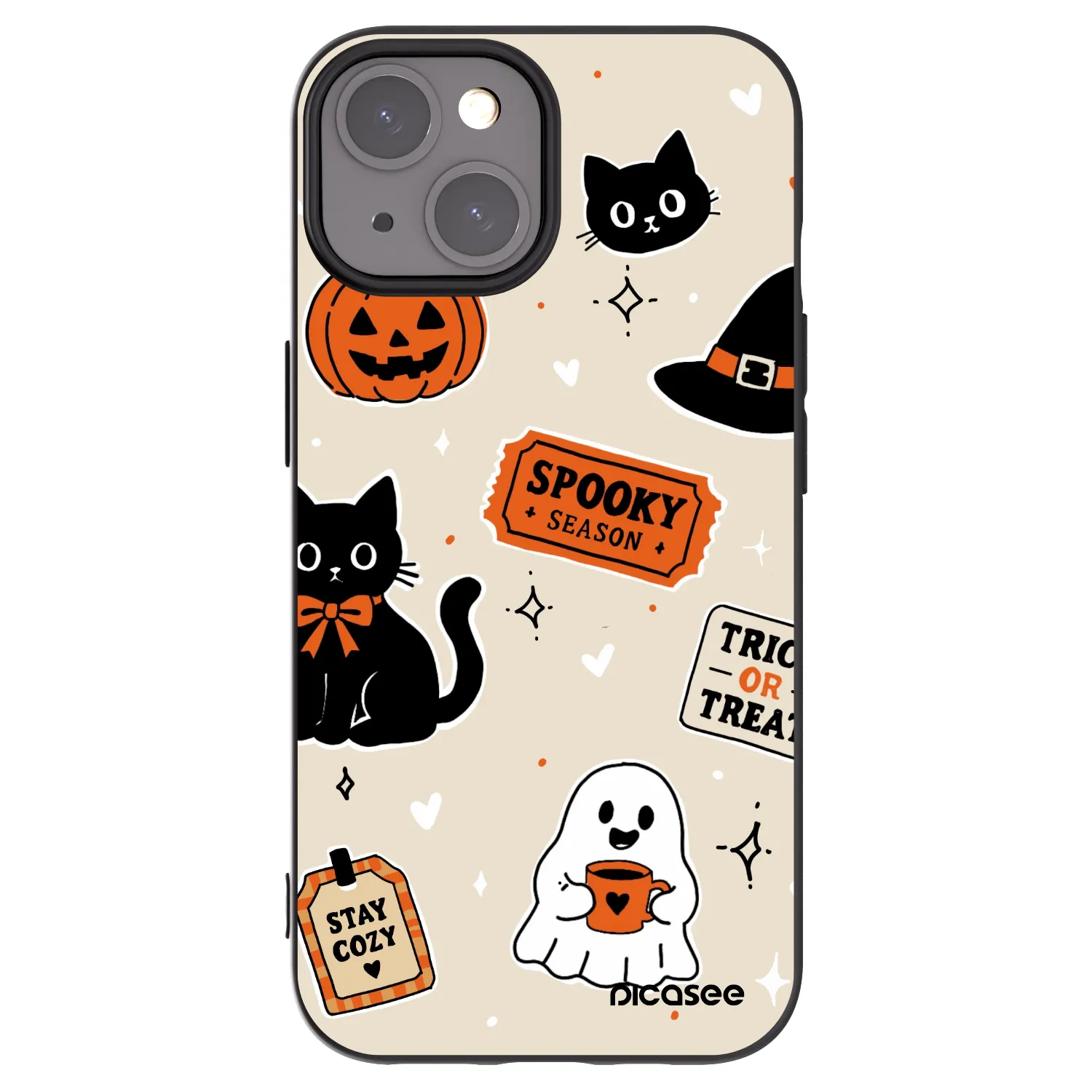 Picasee husă neagră din silicon pentru Apple iPhone 15 - Halloween stickers