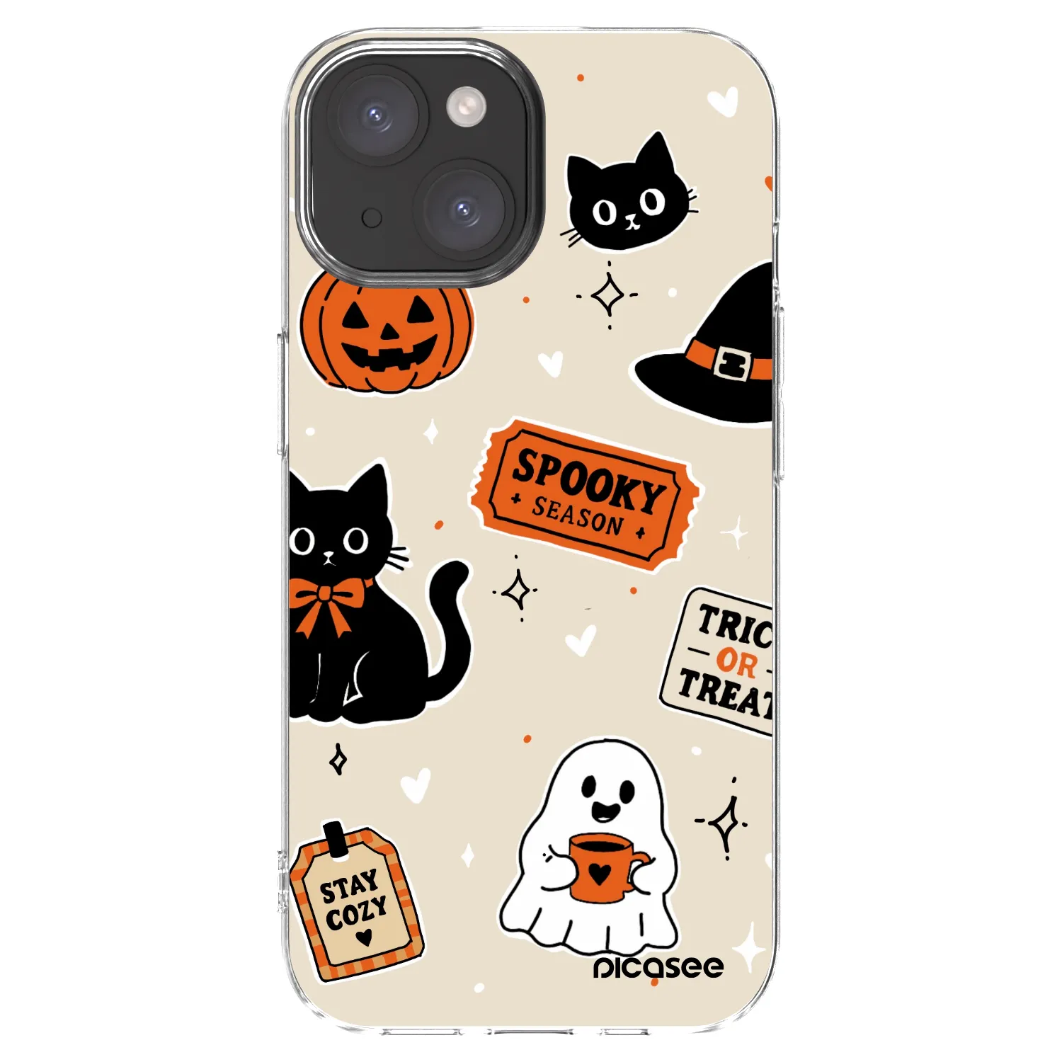 Picasee husă transparentă din silicon pentru Apple iPhone 15 - Halloween stickers