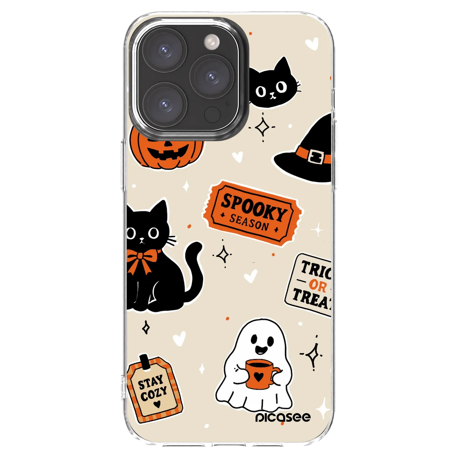 Picasee husă transparentă din silicon pentru Apple iPhone 15 Pro Max - Halloween stickers