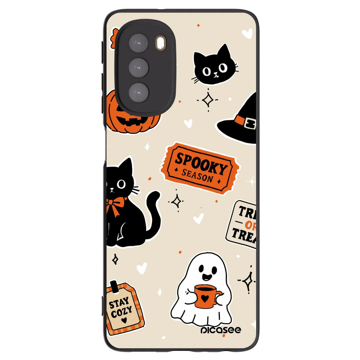 Picasee husă neagră din silicon pentru Motorola Moto G51 - Halloween stickers