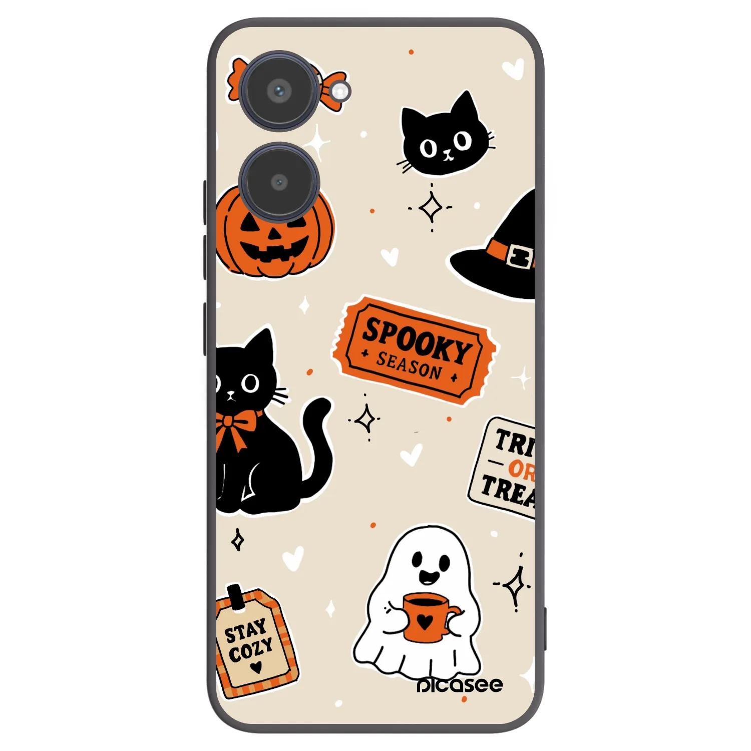 Picasee husă neagră din silicon pentru Realme 10 4G - Halloween stickers