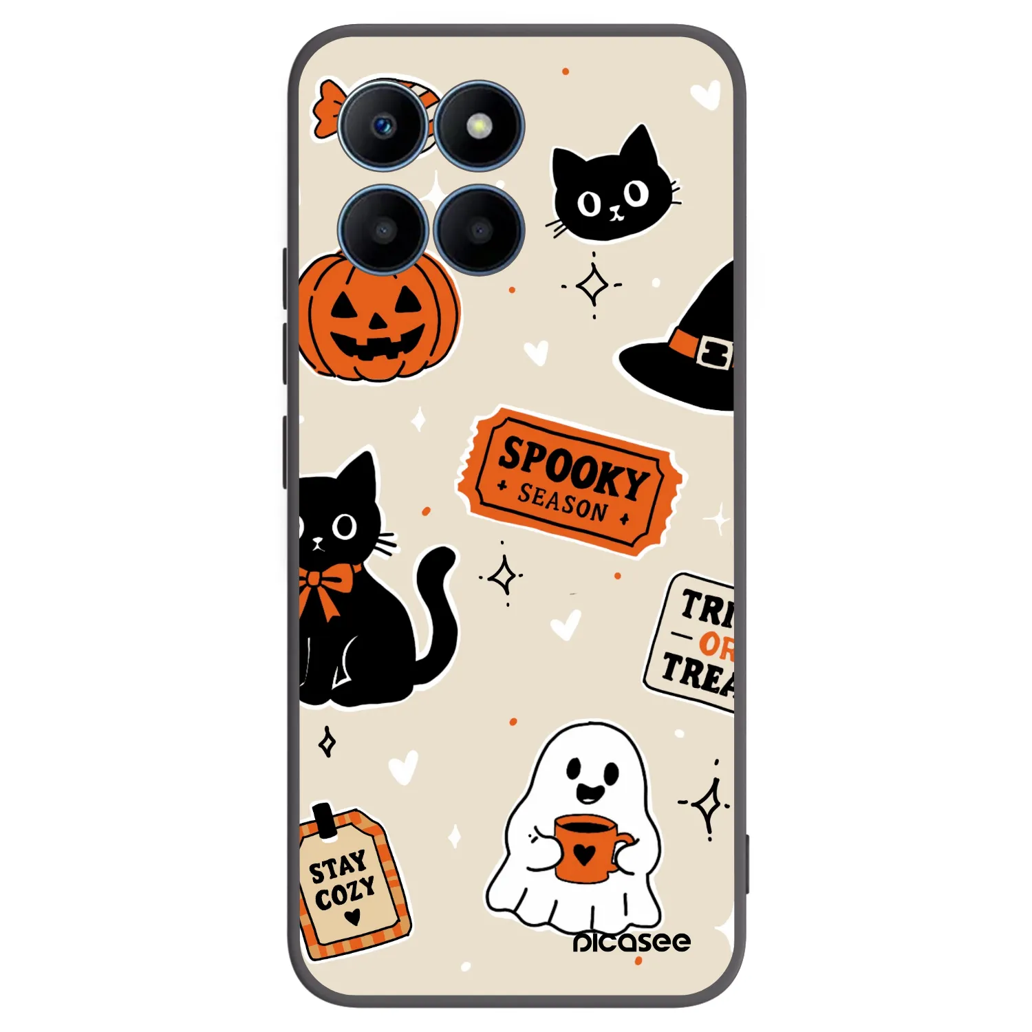 Picasee husă neagră din silicon pentru Honor 70 Lite - Halloween stickers