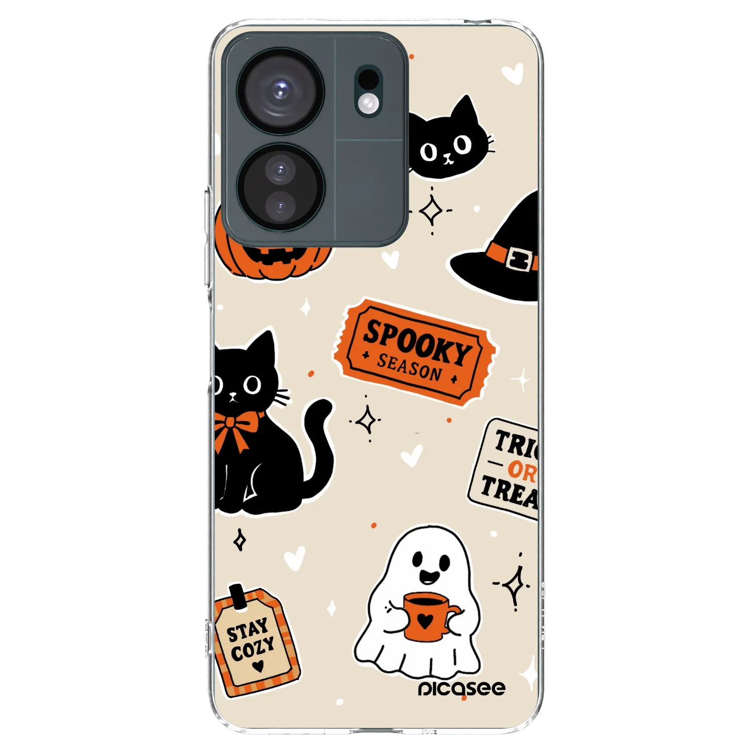Picasee husă transparentă din silicon pentru Xiaomi Redmi 13C 4G - Halloween stickers
