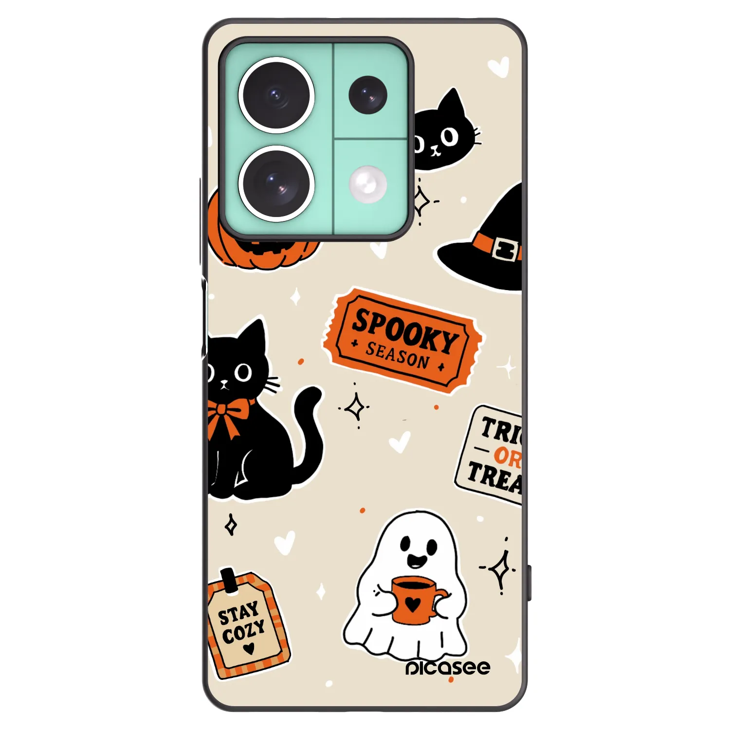 Picasee husă neagră din silicon pentru Xiaomi Redmi Note 13 5G - Halloween stickers