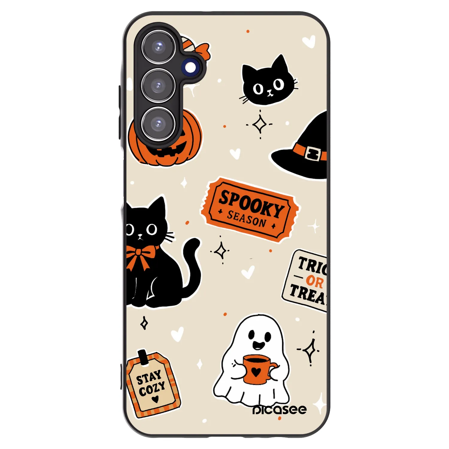 Picasee husă neagră din silicon pentru Samsung Galaxy A15 A156B 5G - Halloween stickers