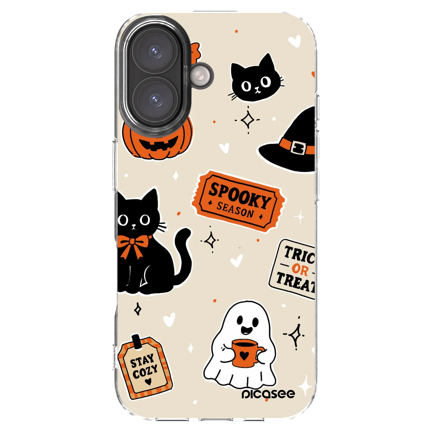 Picasee husă transparentă din silicon pentru Apple iPhone 16 - Halloween stickers