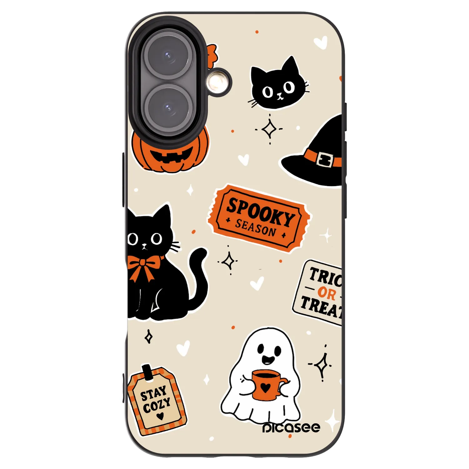 Picasee husă neagră din silicon pentru Apple iPhone 16 - Halloween stickers
