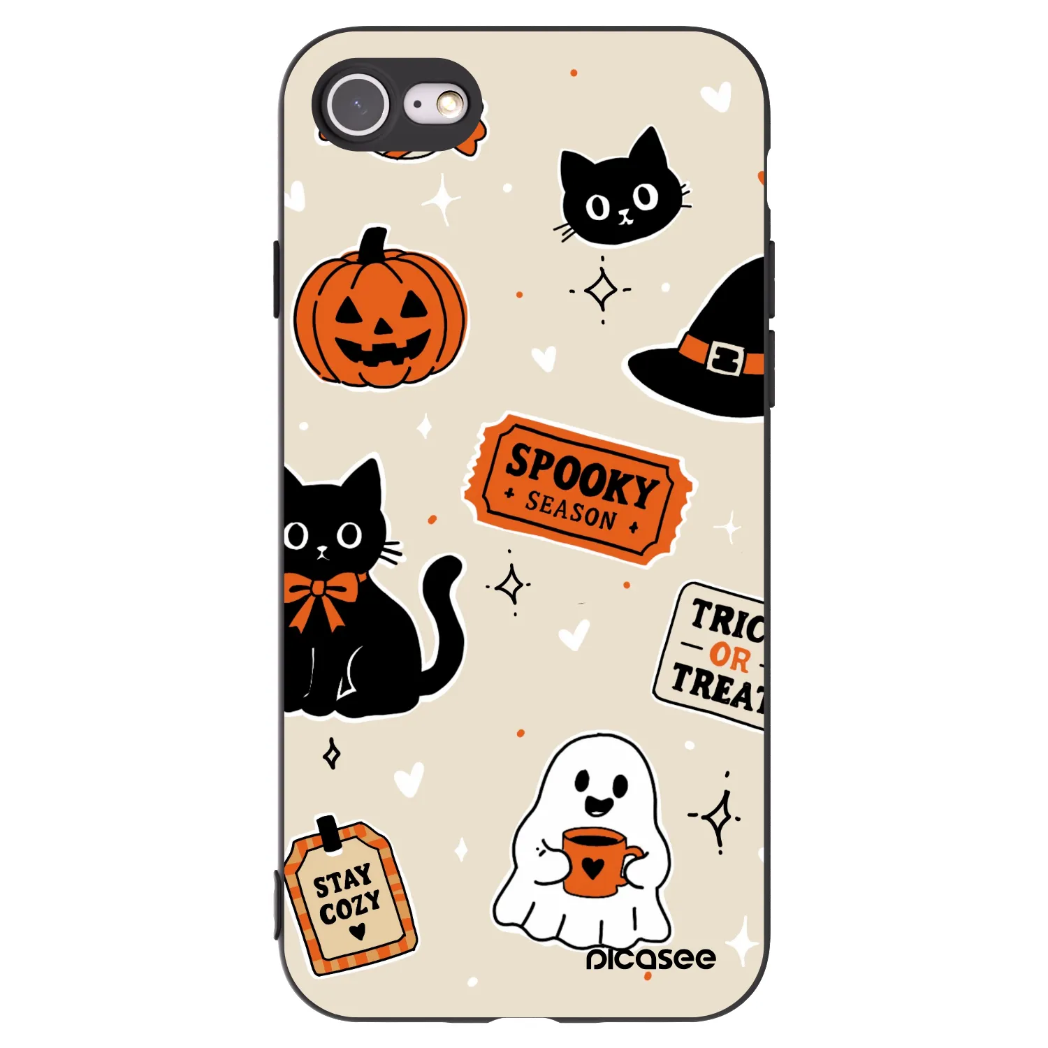 Picasee husă neagră din silicon pentru Apple iPhone 8 - Halloween stickers