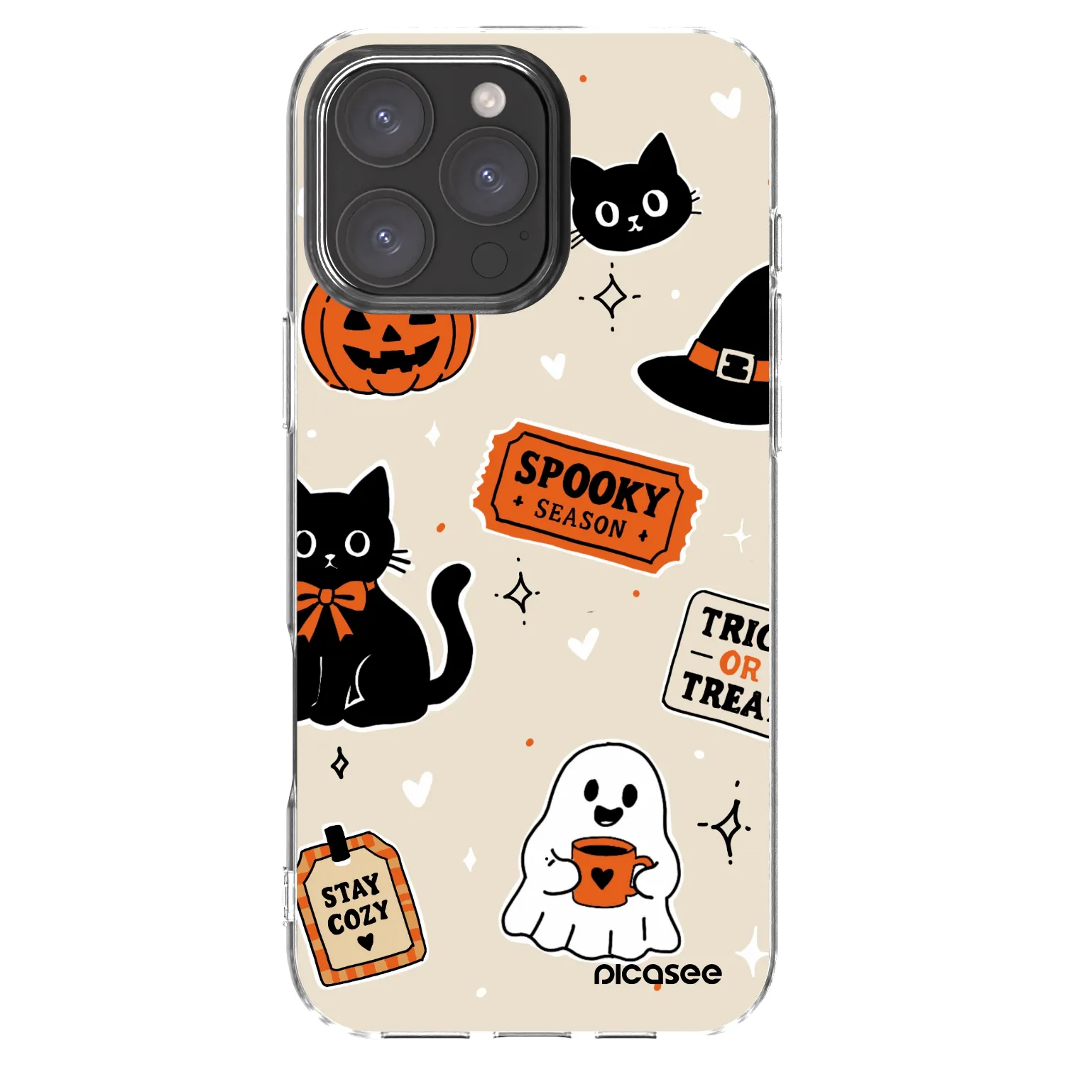 Picasee husă transparentă din silicon pentru Apple iPhone 16 Pro Max - Halloween stickers