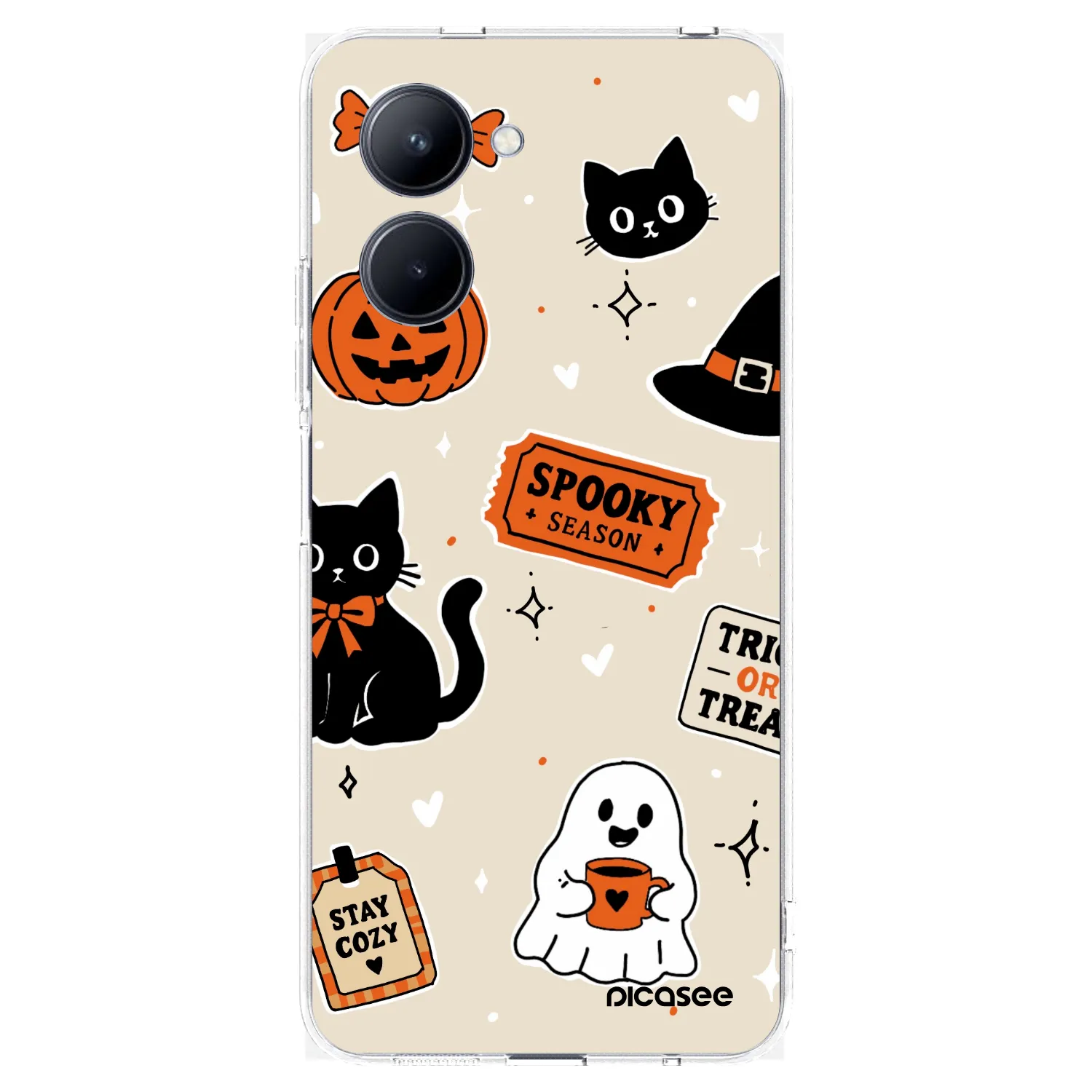 Picasee husă transparentă din silicon pentru Realme C33 (2023) - Halloween stickers