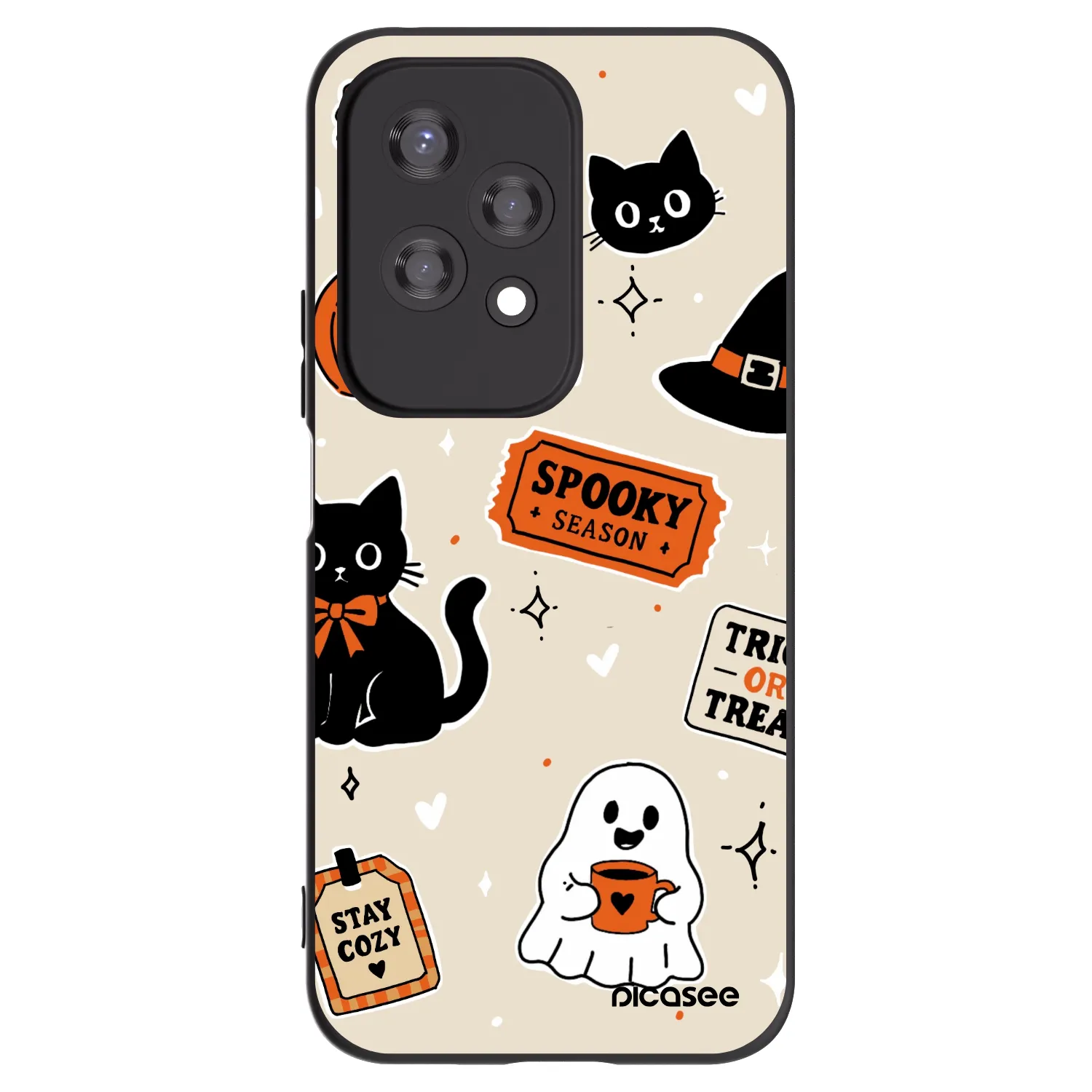 Picasee husă neagră din silicon pentru Honor 200 Lite - Halloween stickers