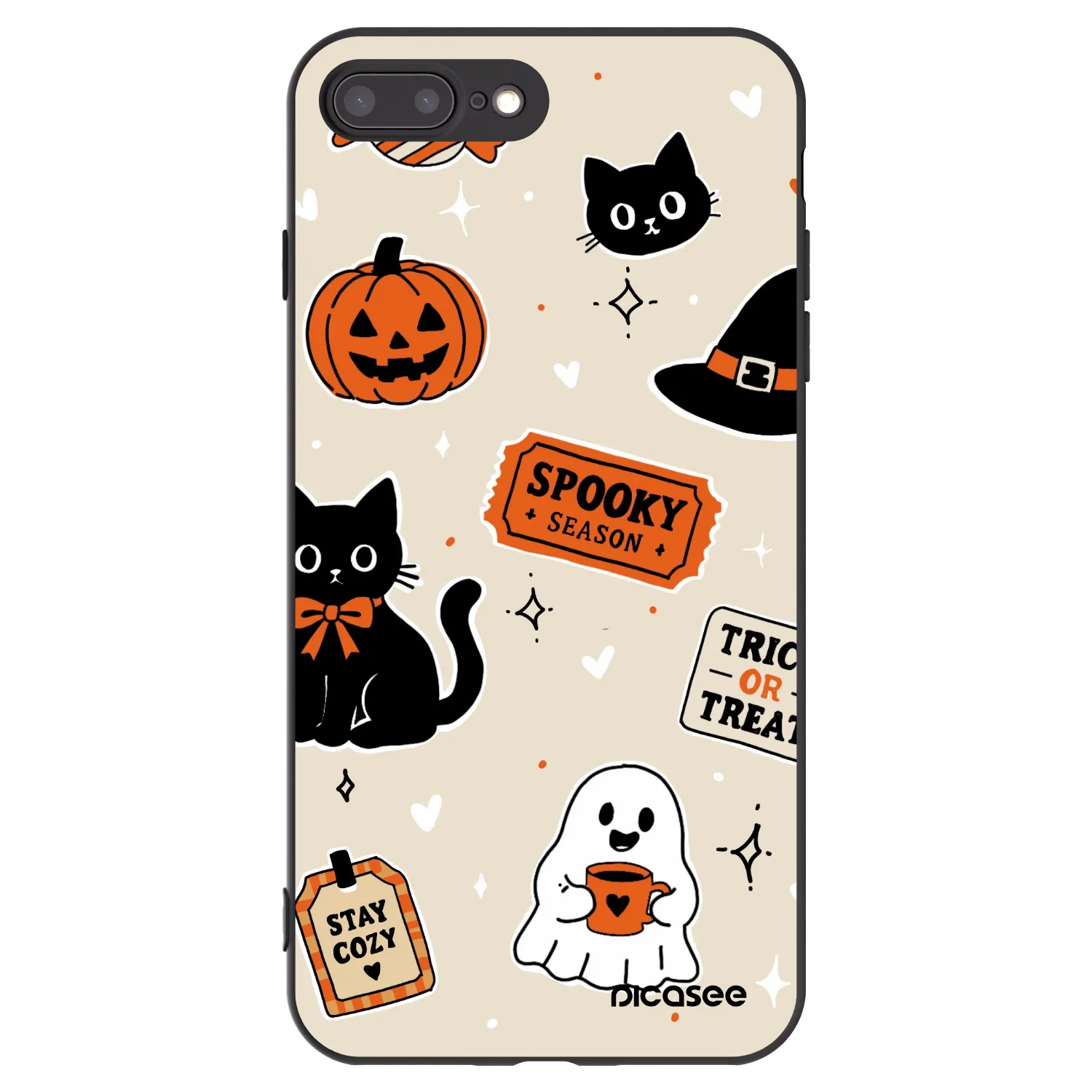 Picasee husă neagră din silicon pentru Apple iPhone 7 Plus - Halloween stickers