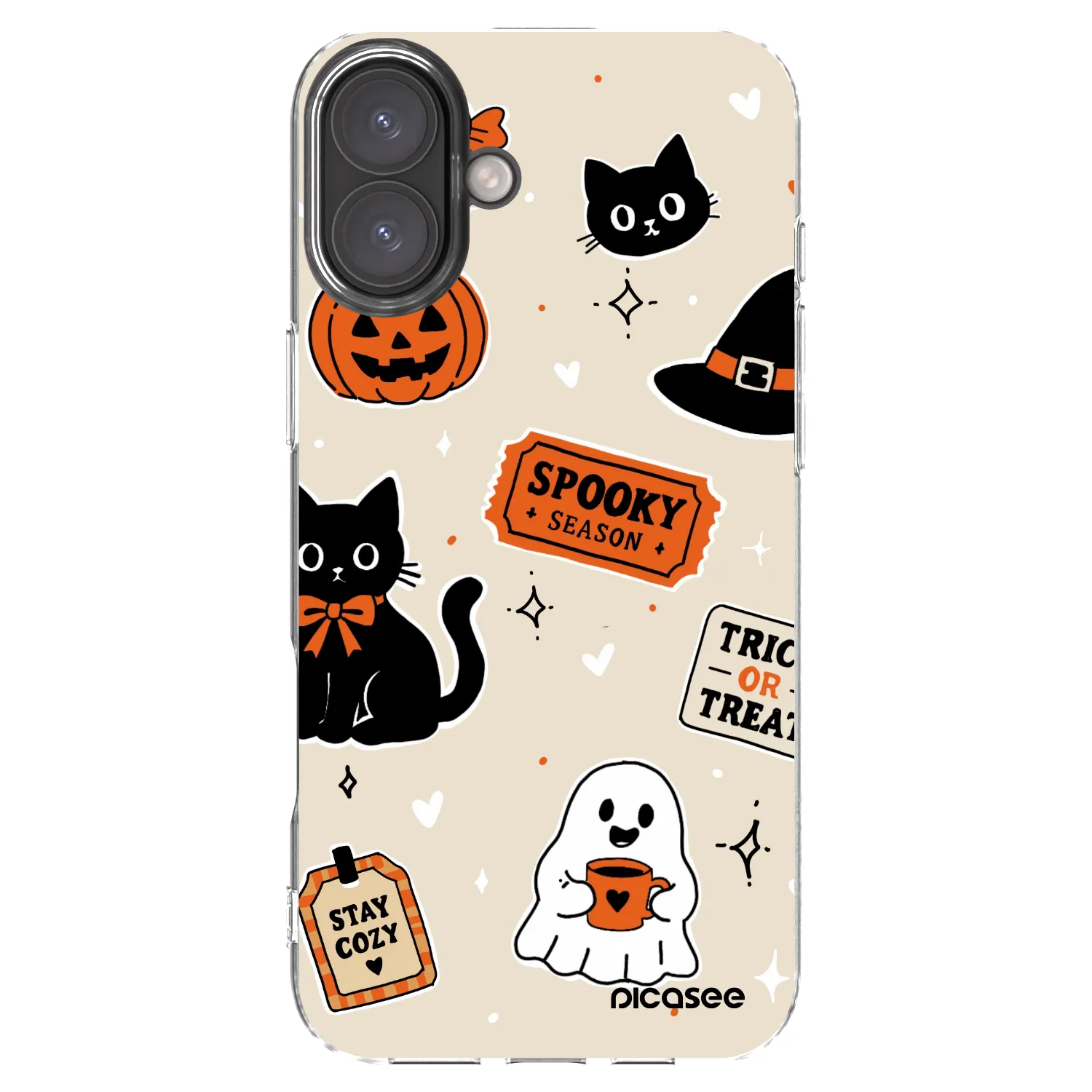 Picasee husă transparentă din silicon pentru Apple iPhone 16 Plus - Halloween stickers