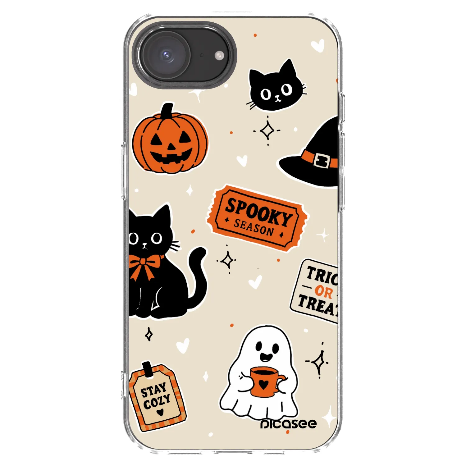 Picasee husă transparentă din silicon pentru Apple iPhone 16e - Halloween stickers