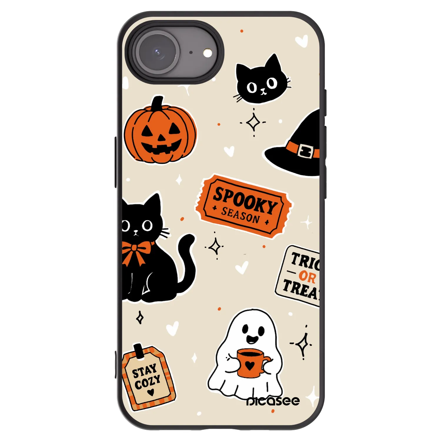 Picasee husă neagră din silicon pentru Apple iPhone 16e - Halloween stickers