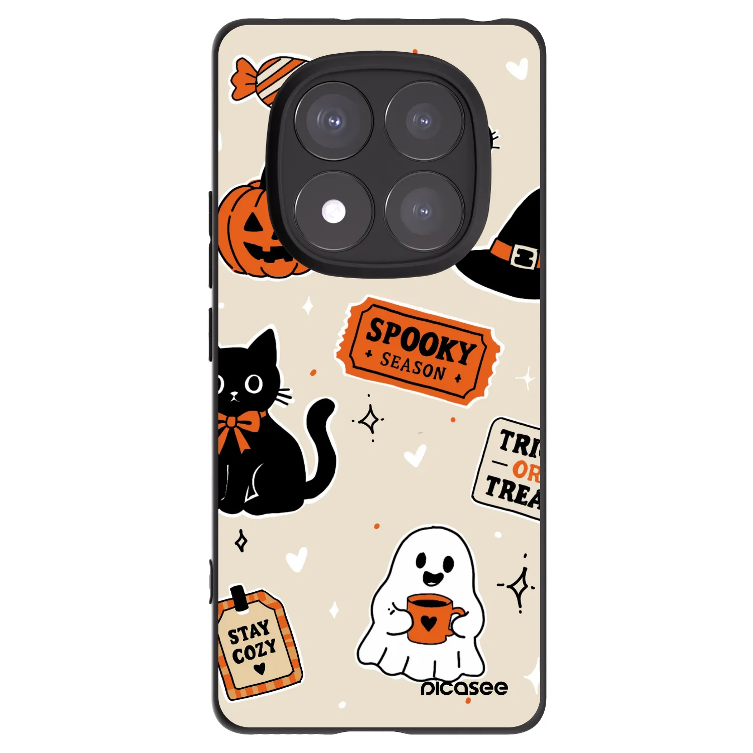 Picasee husă neagră din silicon pentru Xiaomi Redmi Note 14 Pro+ 5G - Halloween stickers