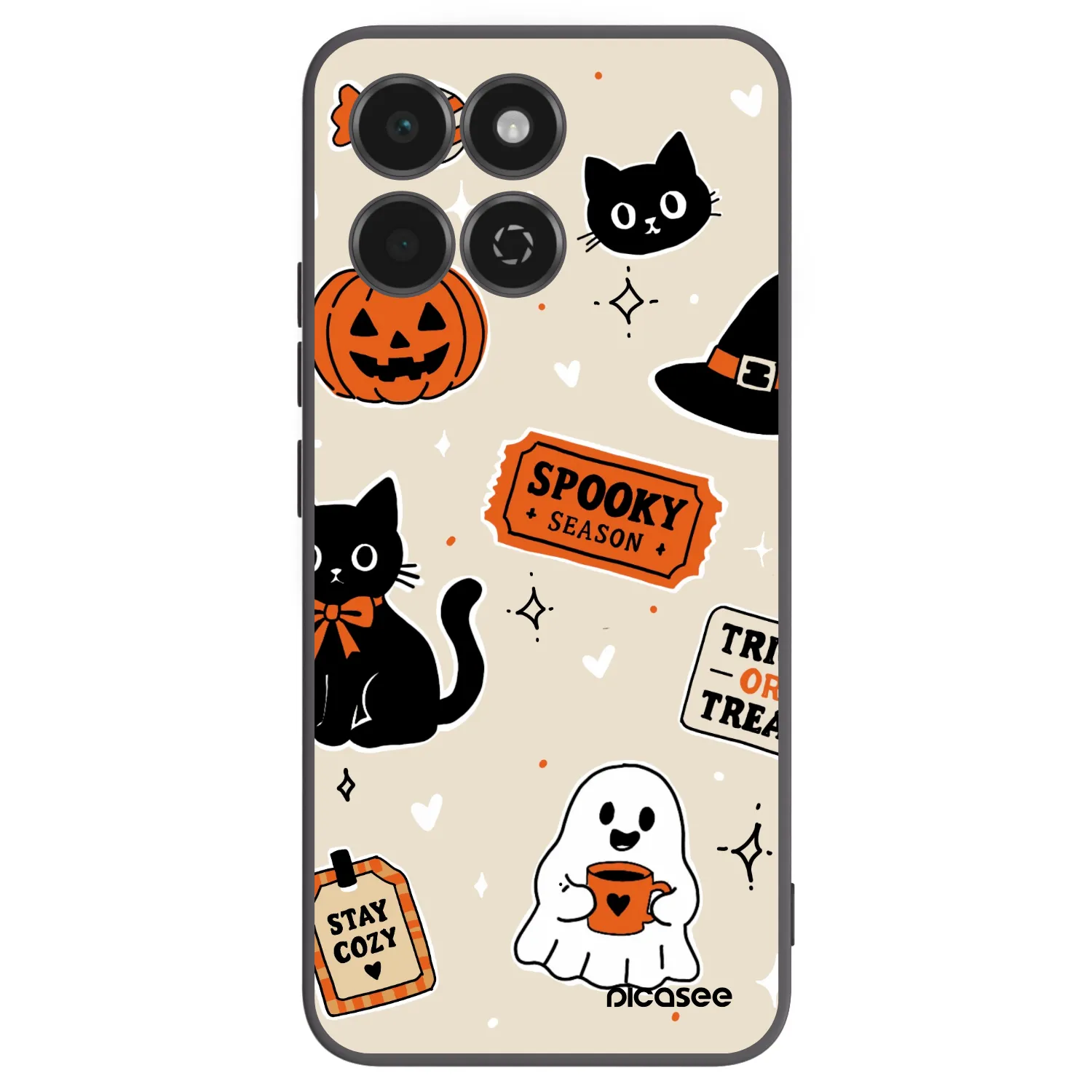 Picasee husă neagră din silicon pentru Honor 200 Smart 5G - Halloween stickers