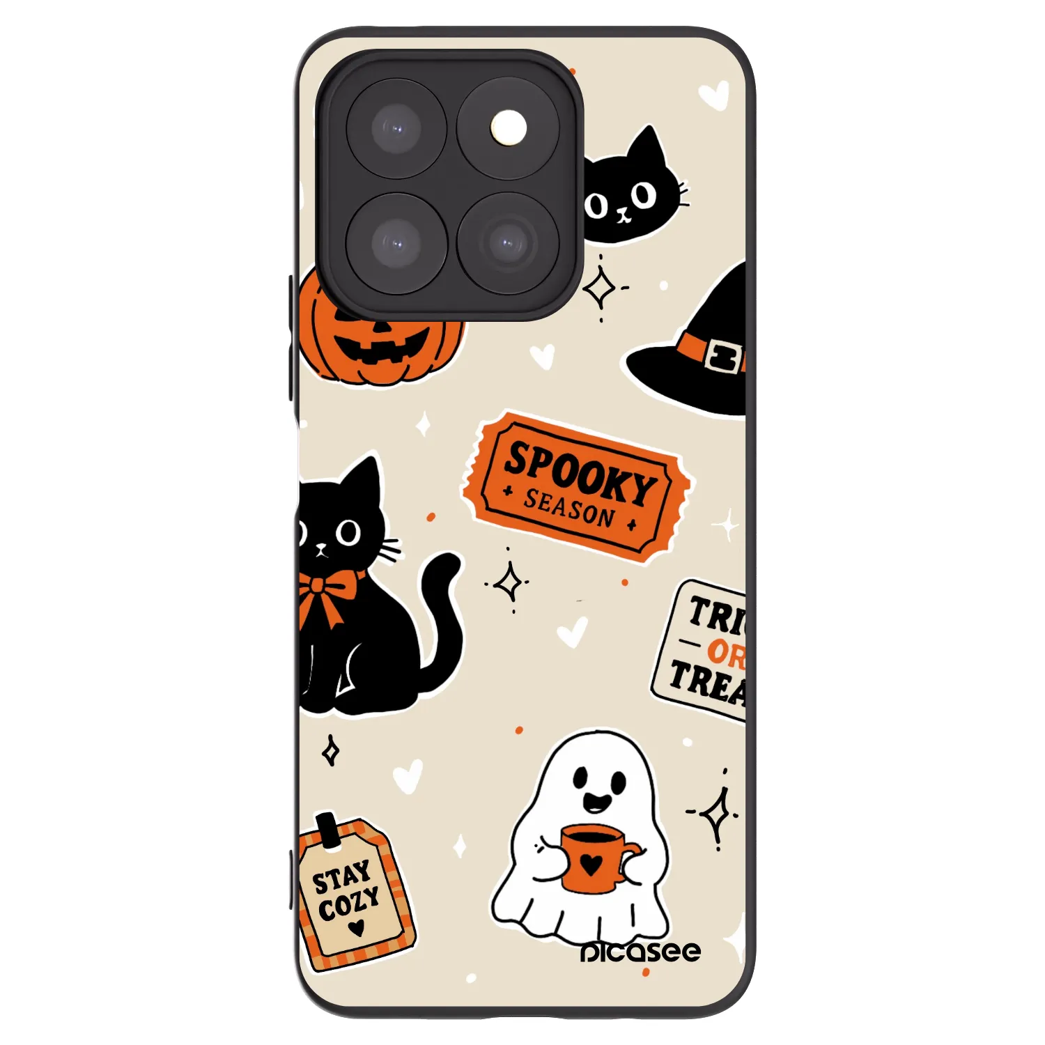 Picasee husă neagră din silicon pentru Honor X8c - Halloween stickers