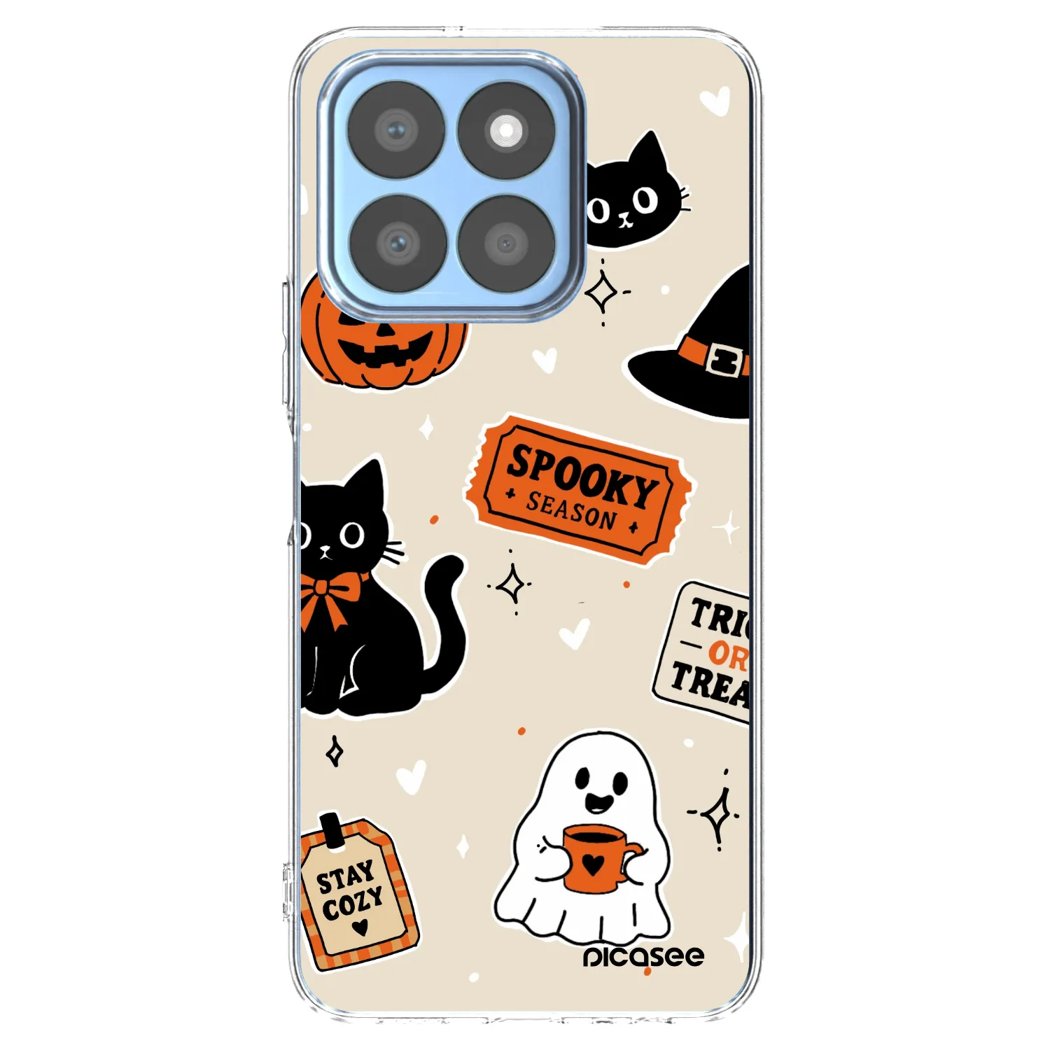 Picasee husă transparentă din silicon pentru Honor X8c - Halloween stickers