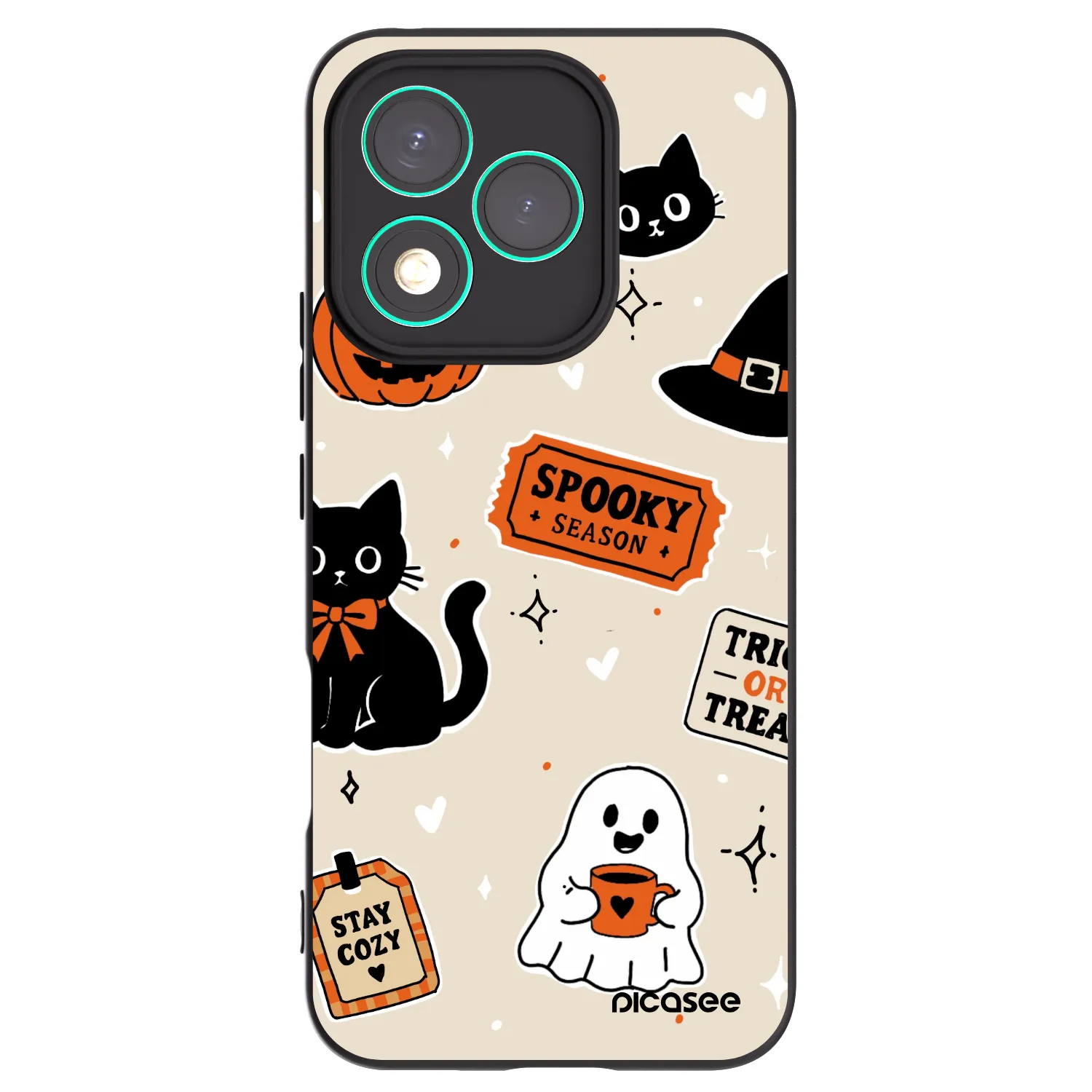 Picasee husă neagră din silicon pentru Honor 400 Lite 5G - Halloween stickers
